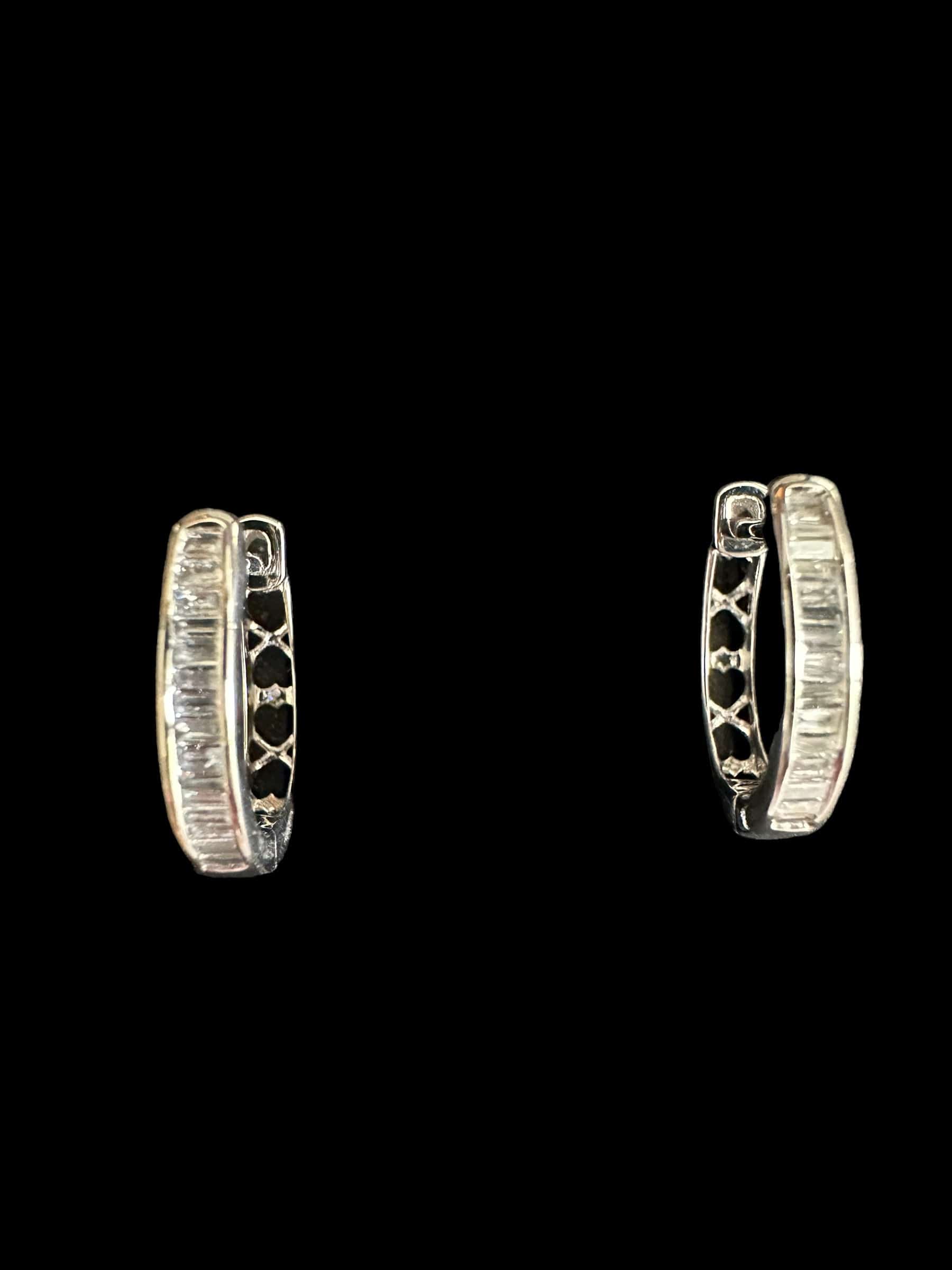 Luxury Promise White Gold & Baguette Diamond hoop earrings