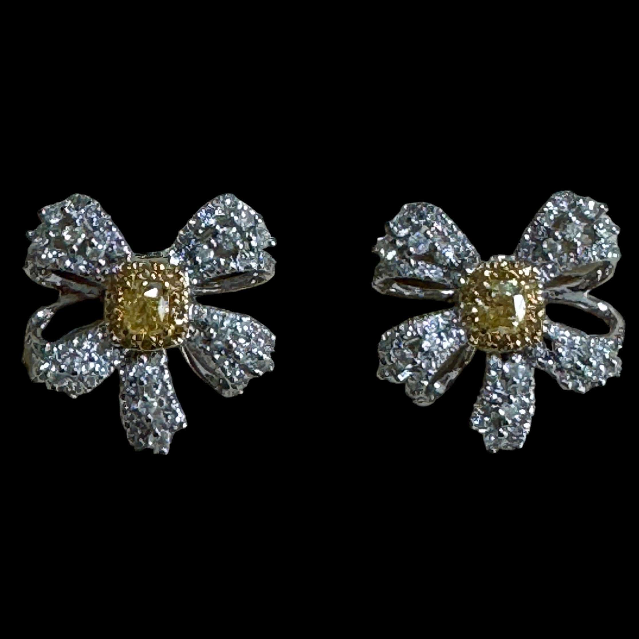 Luxury Promise Yellow Cushion Set Diamond & Natural Diamond Stud Earrings