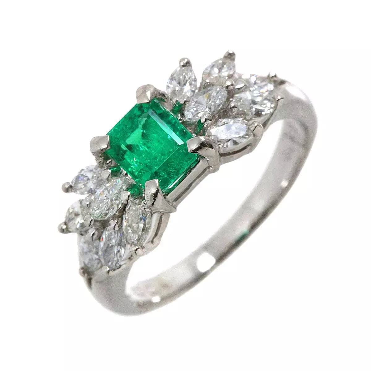 Luxury Promise Emerald 0.70ct Diamond 0.77ct Ring Pt Platinum Size6.25-6.5(US) 90226609