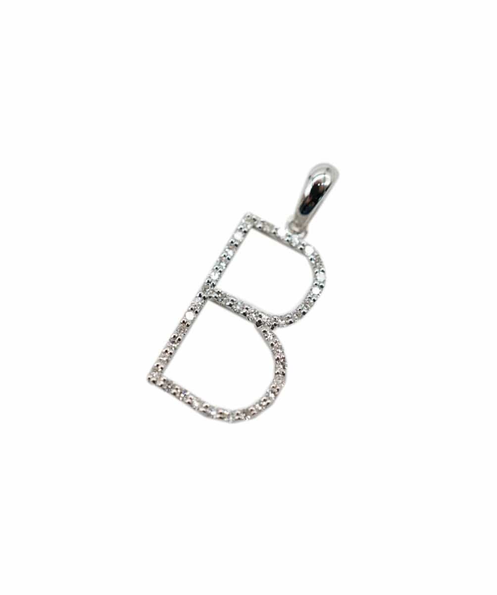 18ct. White Gold Diamond 'B' Initial Pendant AHL1013