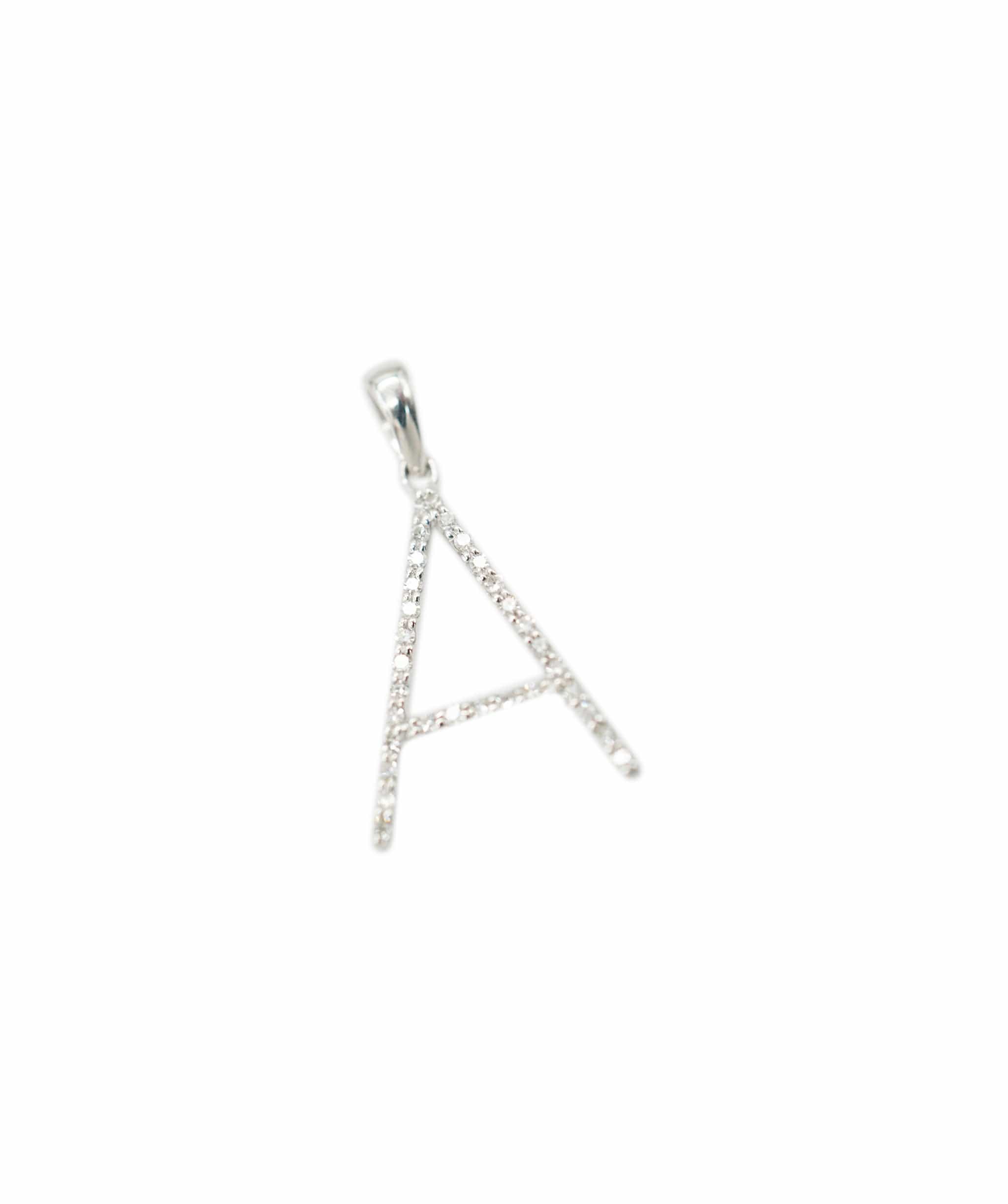 Luxury Promise 18K White Gold & Diamond 'A' Initial Pendant AHL1003