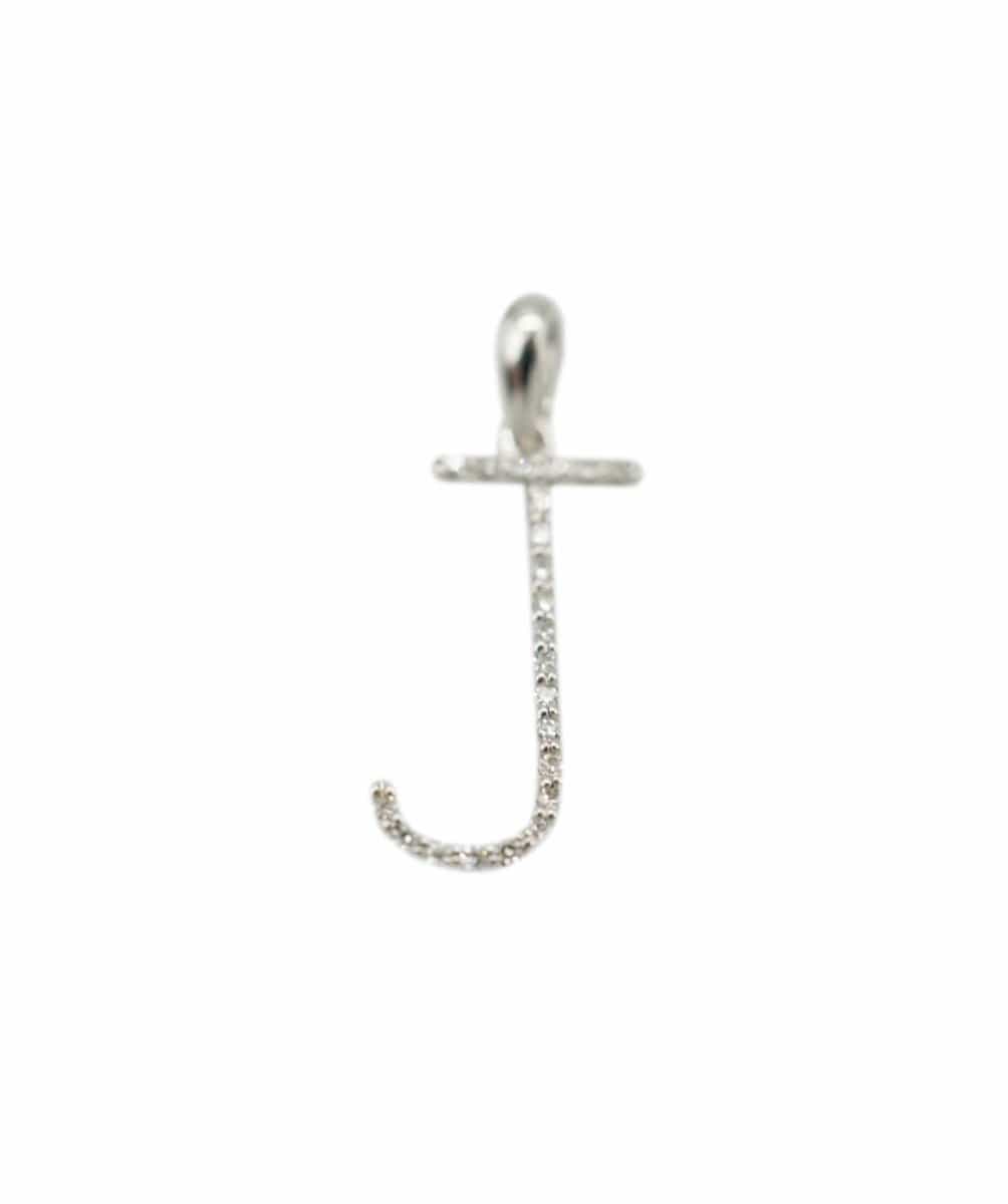 18K White Gold & Diamond 'J' Initial Pendant AHL1002