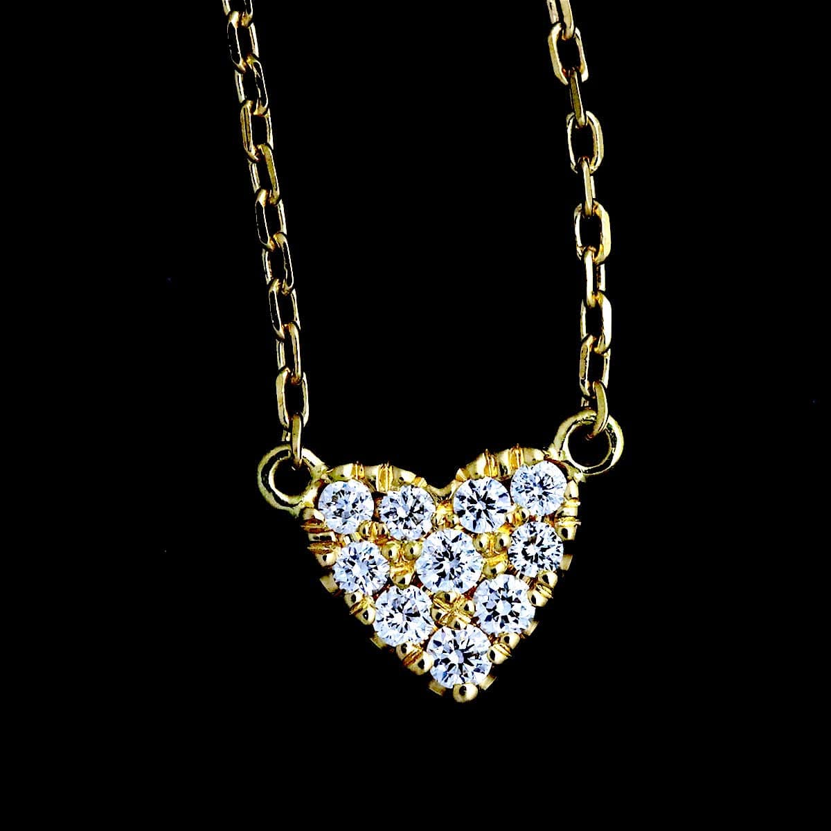 AHKAH Heart Pave Diamond 0.05ct Necklace 40cm K18 YG ASL8839