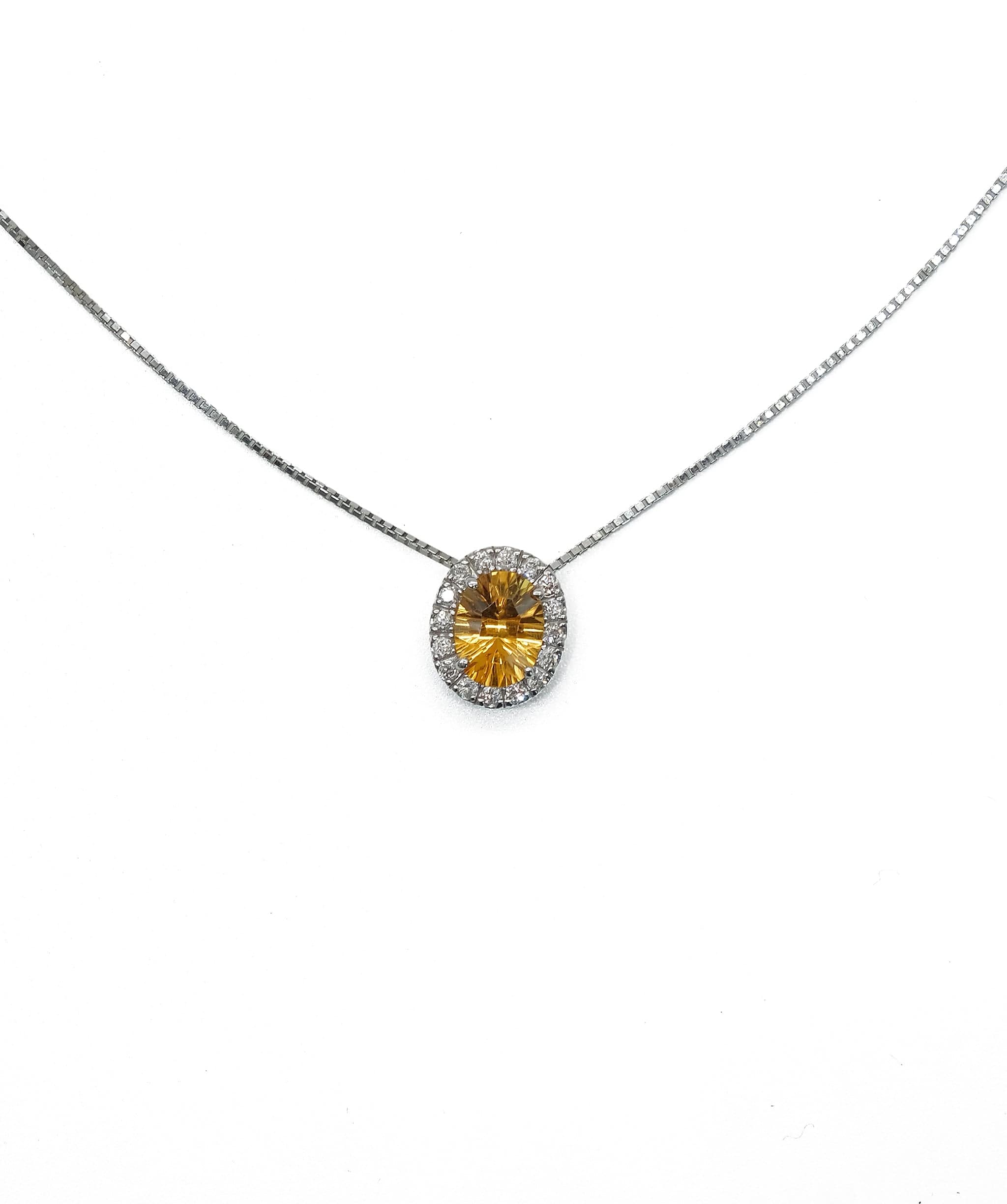 Luxury Promise Citrine 1.00Ct Diamond 0.20Ct K18 Wg 45Cm 90177358 ASL8129