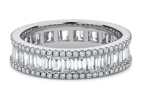 Luxury Promise Custom Order: Baguette and brilliant-cut diamond platinum eternity ring, size O (UK)Custom order AHL1053