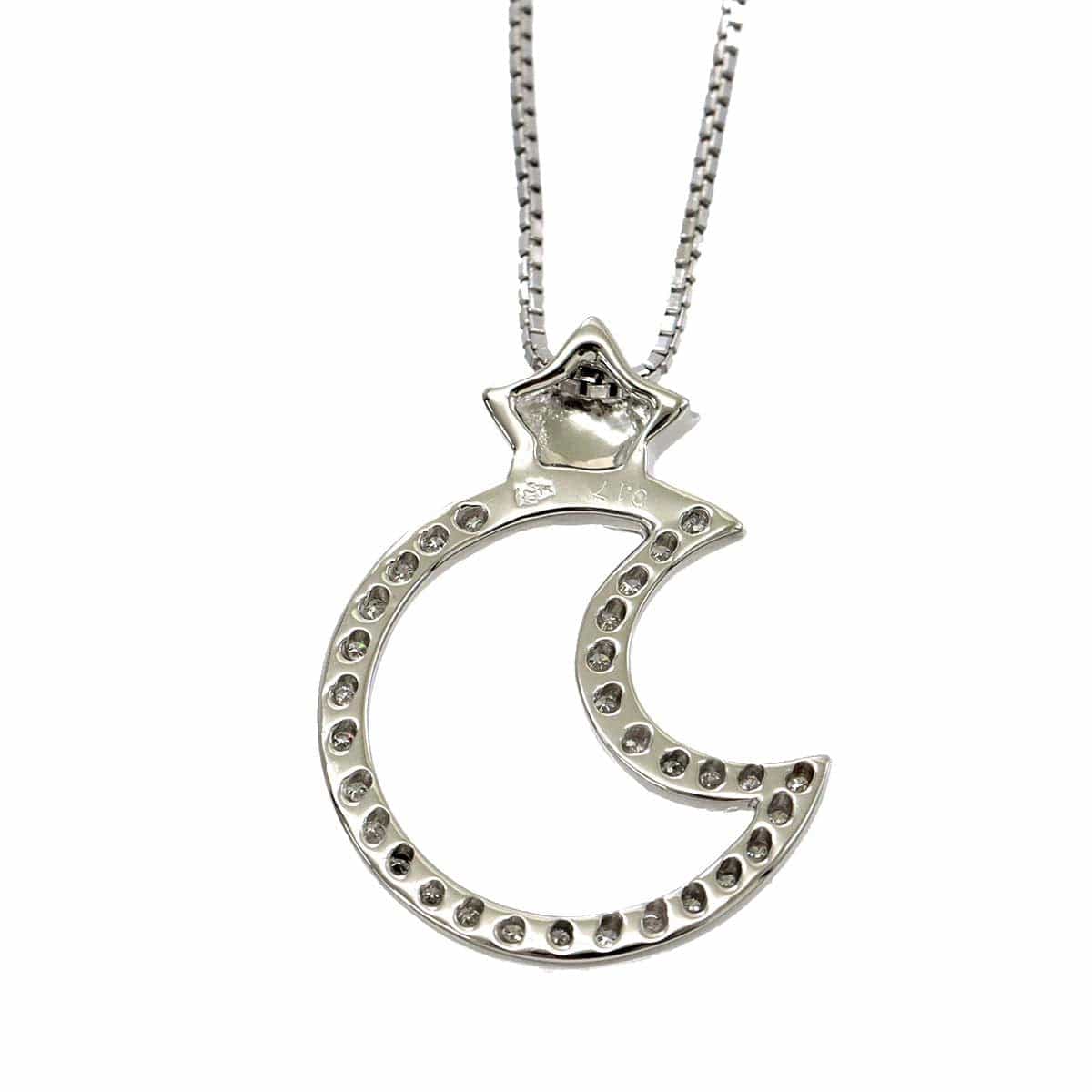 Luxury Promise Diamond 0.17ct necklace 45cm K18 WG moon ASL8750