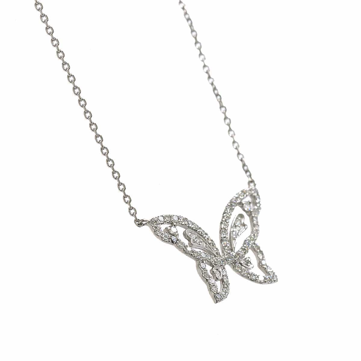 Luxury Promise Diamond 0.59ct Necklace 47cm Pt Butterfly ASL8756