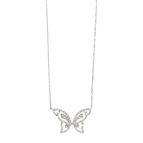 Luxury Promise Diamond 0.59ct Necklace 47cm Pt Butterfly ASL8756