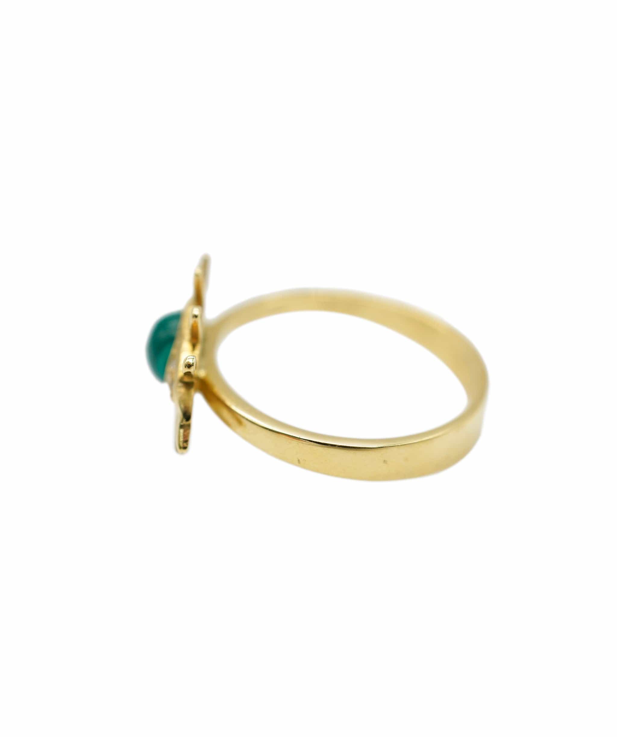 Luxury Promise Green Eye Resin Diamond Ring 18K Yellow gold ASC1922