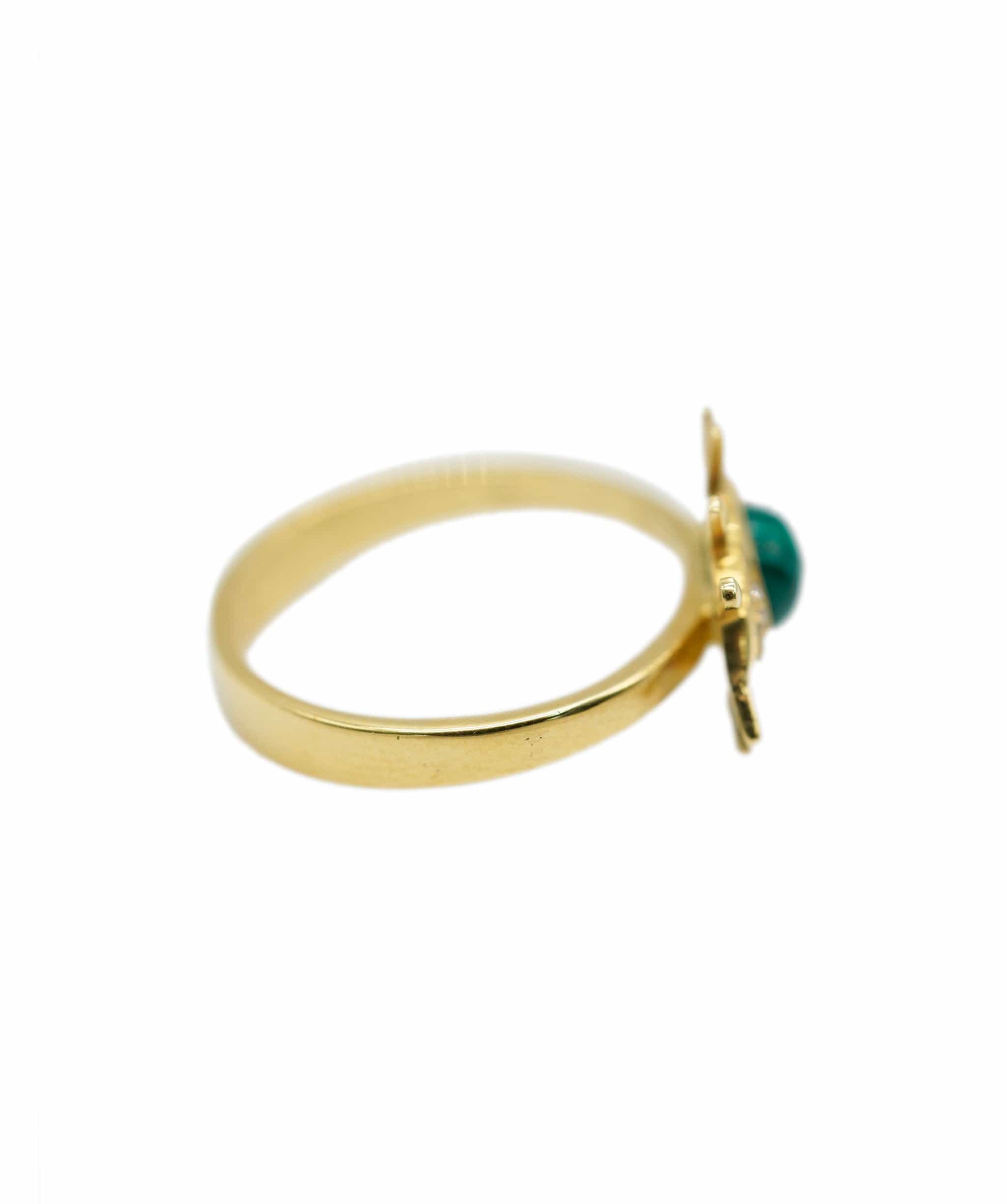 Luxury Promise Green Eye Resin Diamond Ring 18K Yellow gold ASC1922