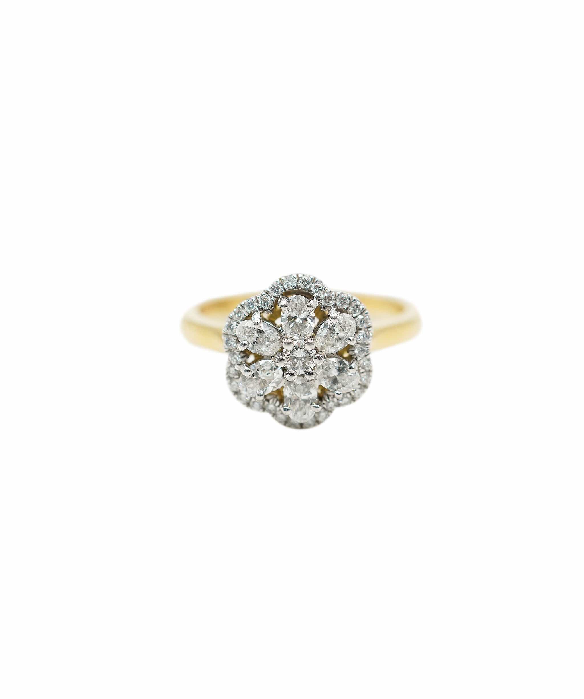 Luxury Promise Oval-cut diamond cluster ring 0.73 carat total 18K YG AHC1484