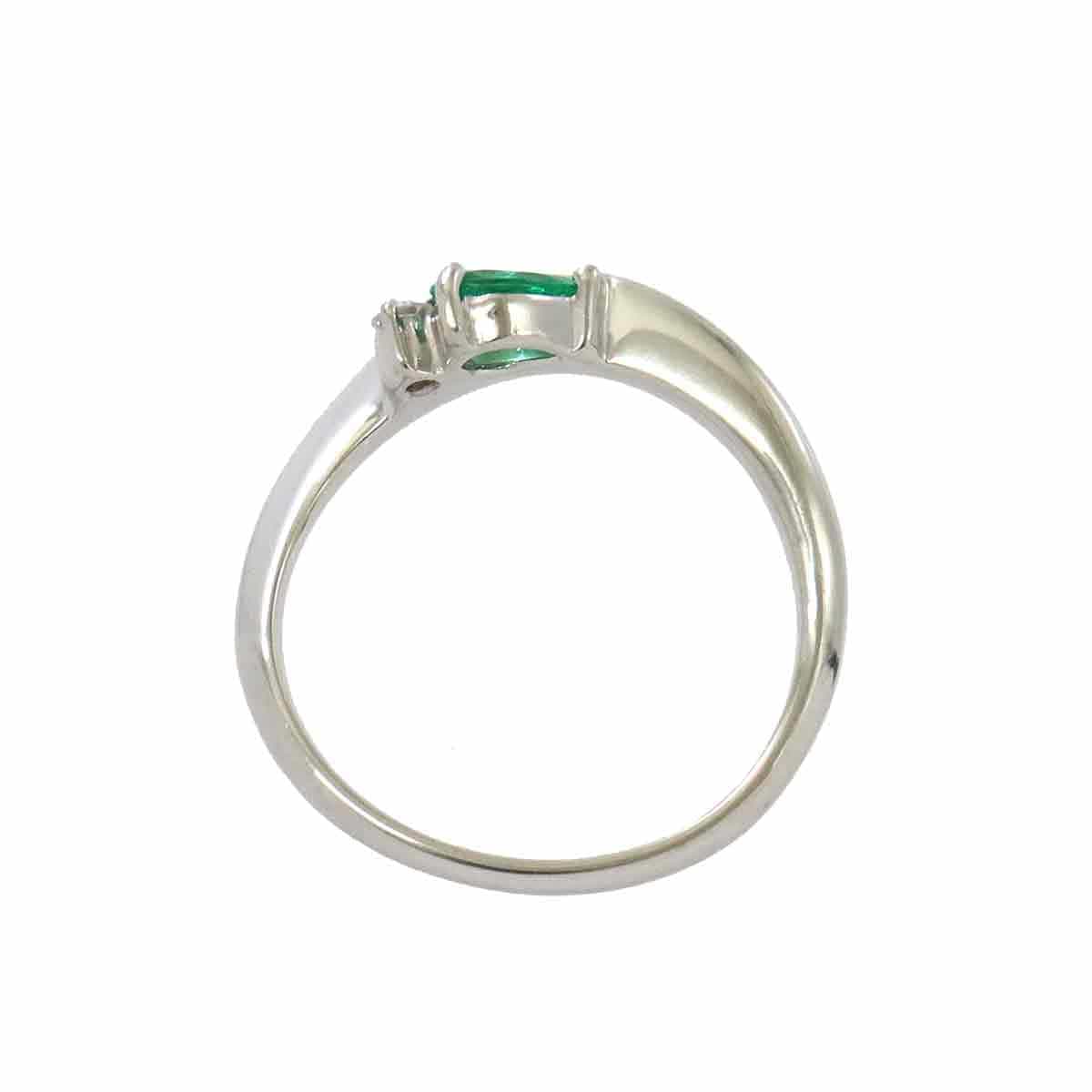 Luxury Promise Ring No. 12 Emerald 0.22ct Diamond 0.03ct Pt ASL8757