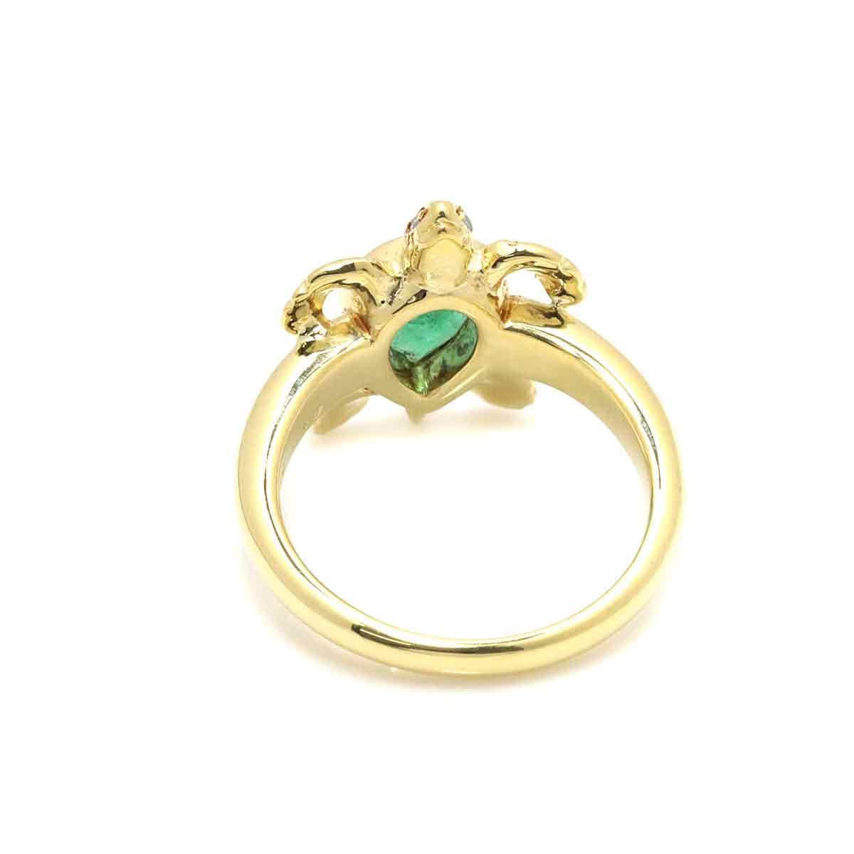 Luxury Promise Ring No. 9 emerald 0.82ct diamond K18 YG turtle ASL8765