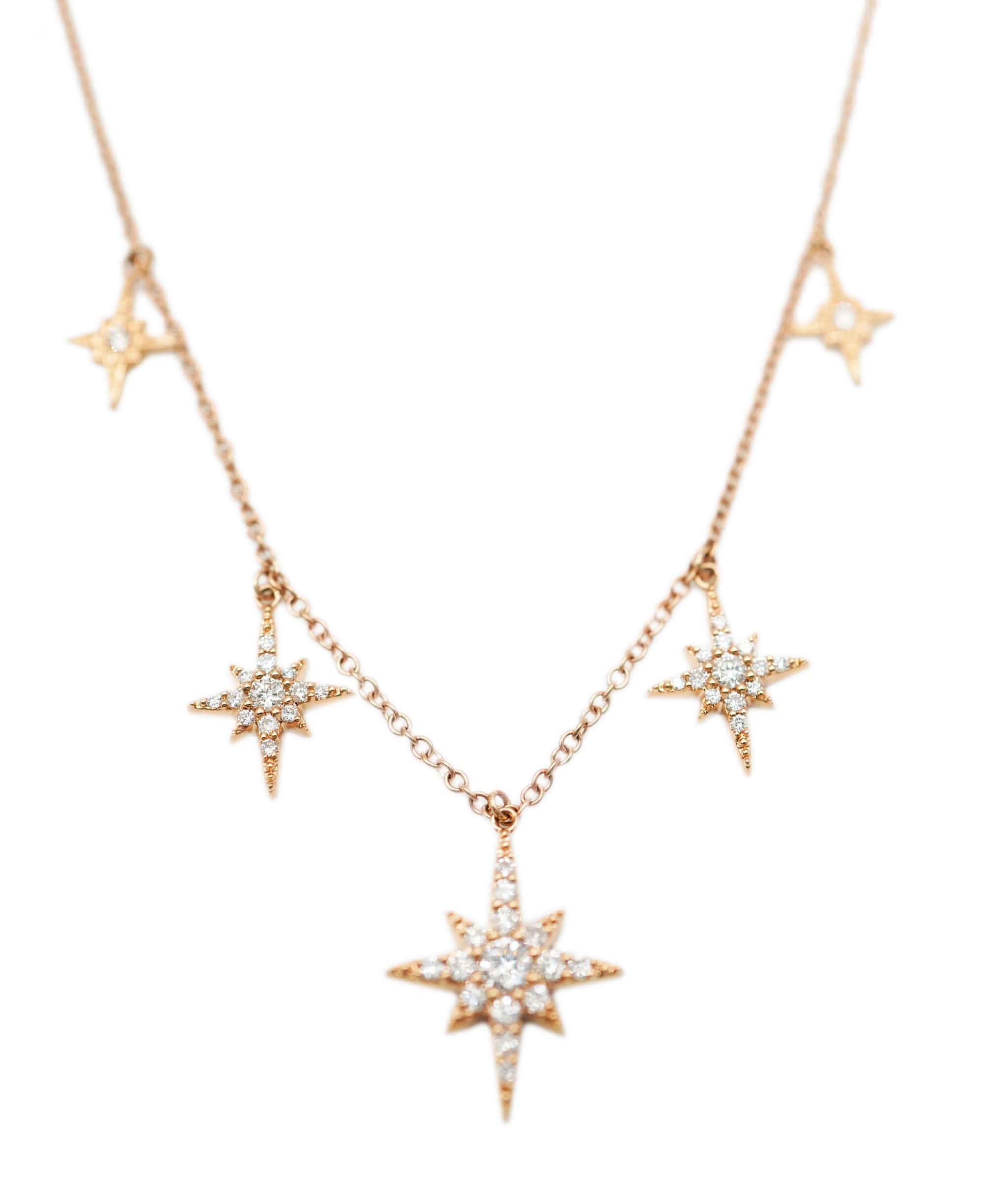 Luxury Promise Rose gold and diamond star necklace 18K RG (Apx 0.40cts total) AHL1026