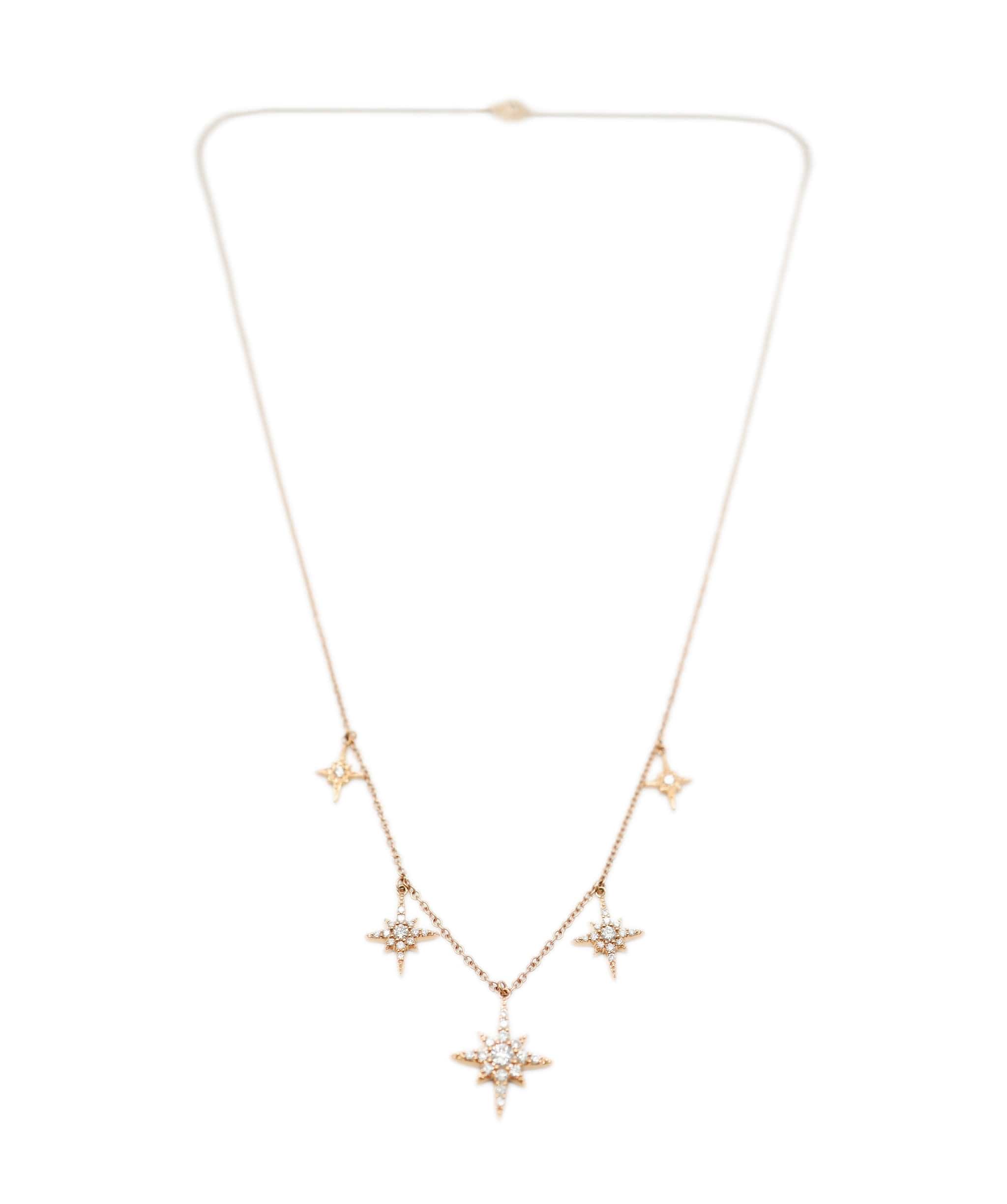 Luxury Promise Rose gold and diamond star necklace 18K RG (Apx 0.40cts total) AHL1026