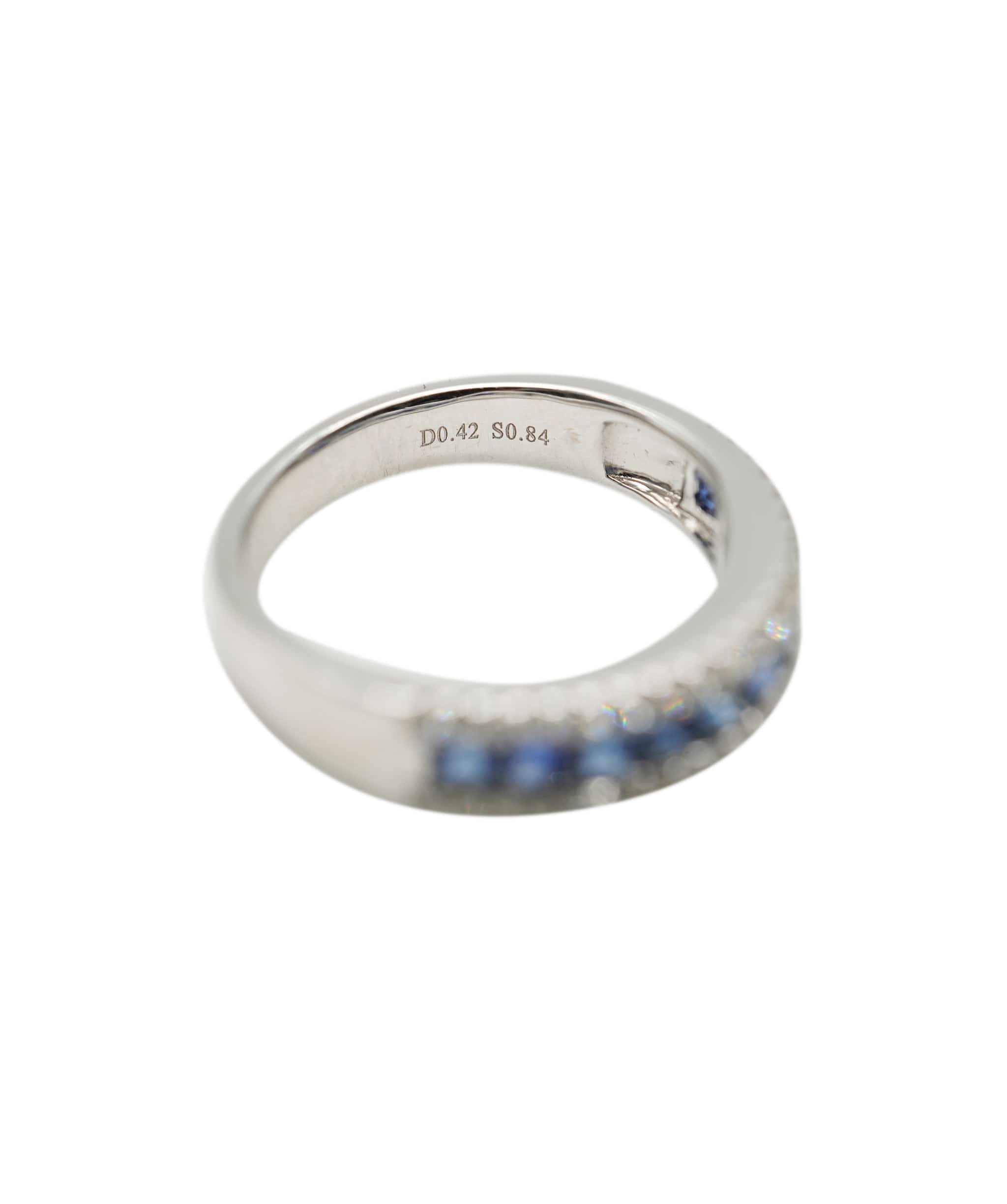 Luxury Promise Sapphire (apx. 0.80cts total) and diamond (apx. 0.40cts total) half-hoop ring 18K WG AHC1472