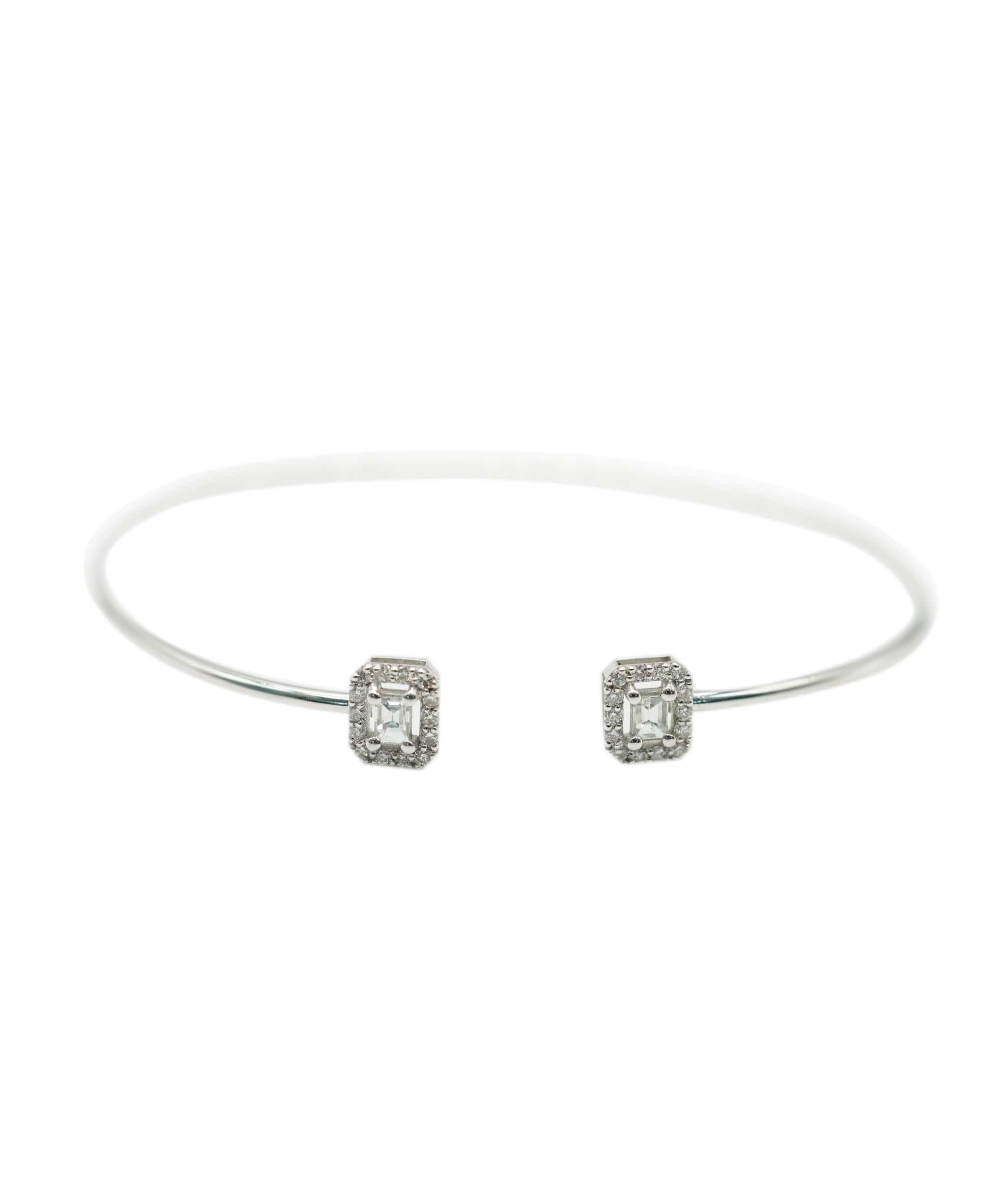 Luxury Promise Step-Cut diamond Torc Bangle White gold ASC1914