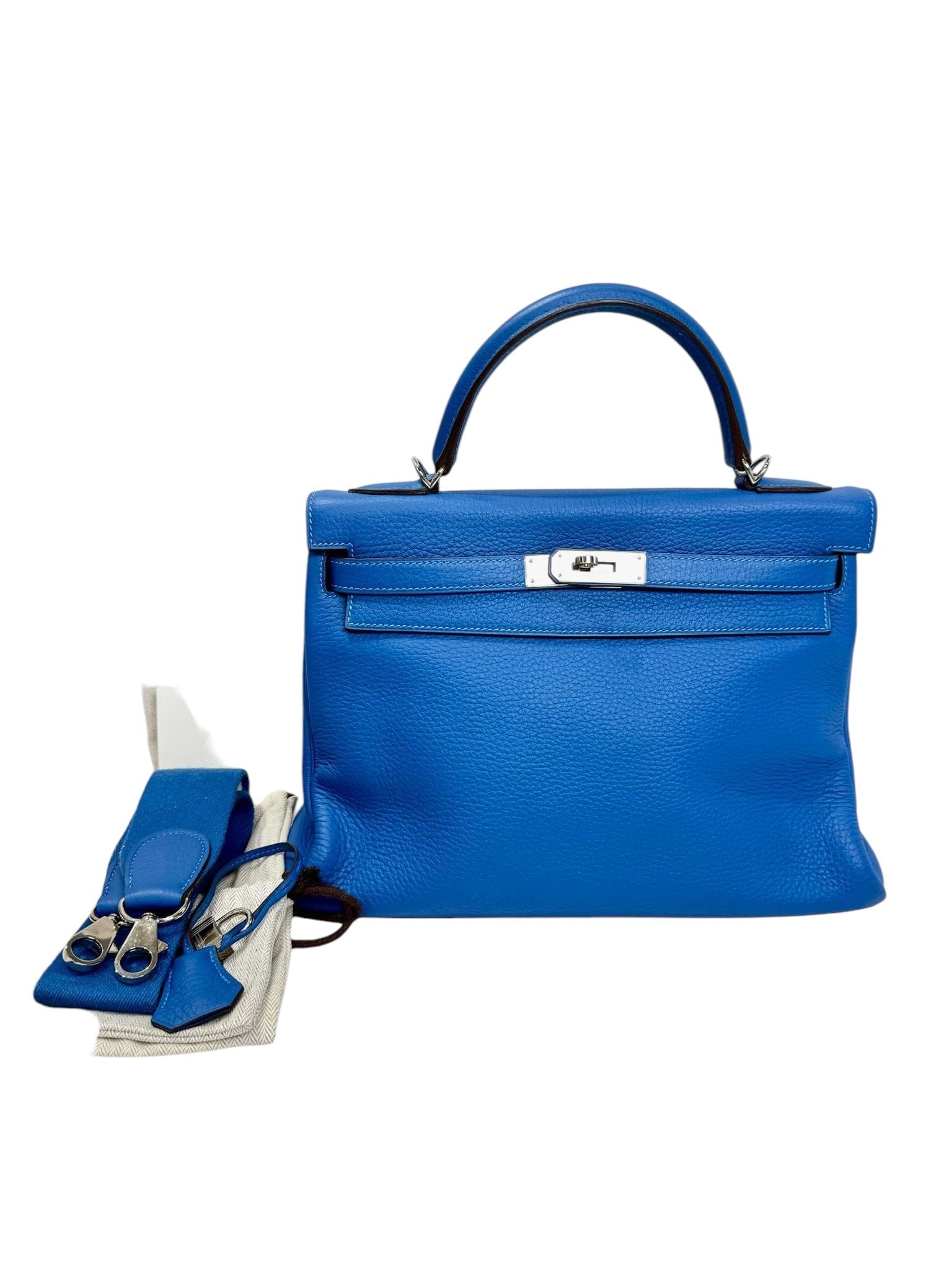 Luxury Promise Hermes Kelly 32 Blue with PHW