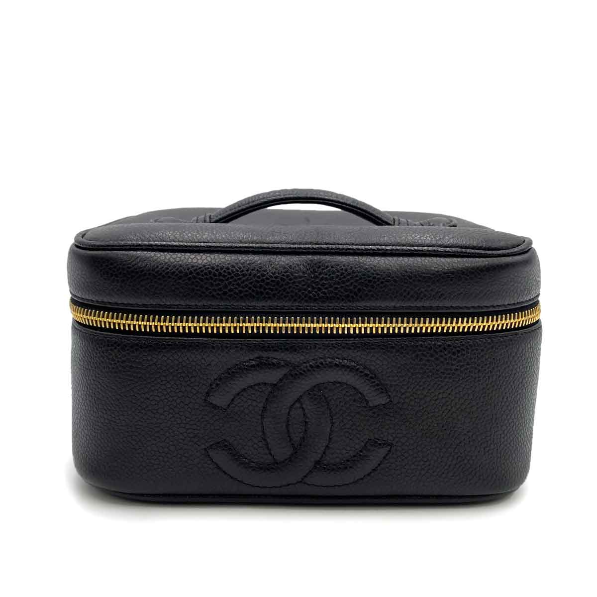 Luxury Promise CHANEL VINTAGE VANITY HAND BAG BLACK CAVIAR SKIN 90233149