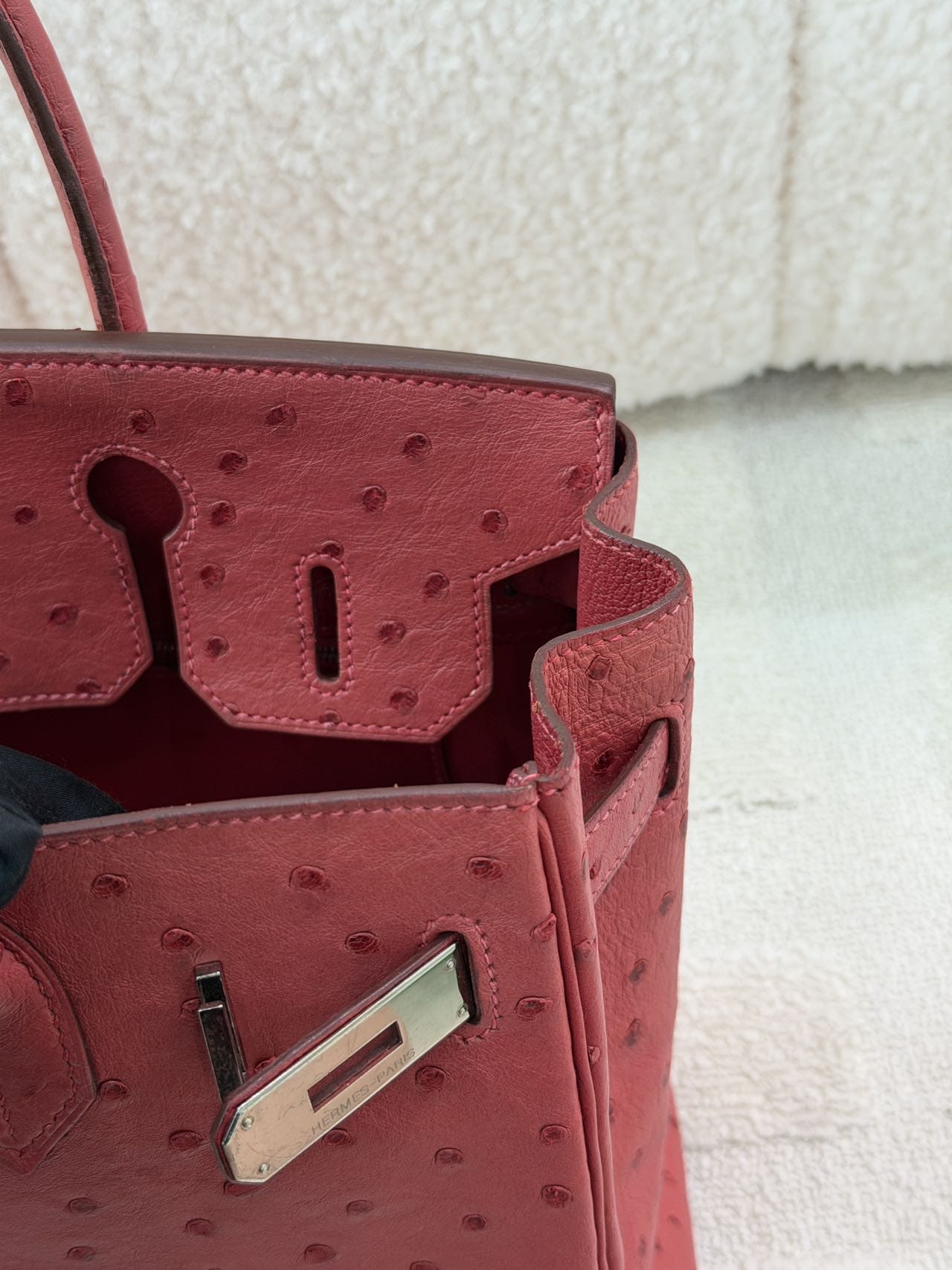 LUXURY PROMISE Hermes Birkin 30-Red Ostrich-PHW
