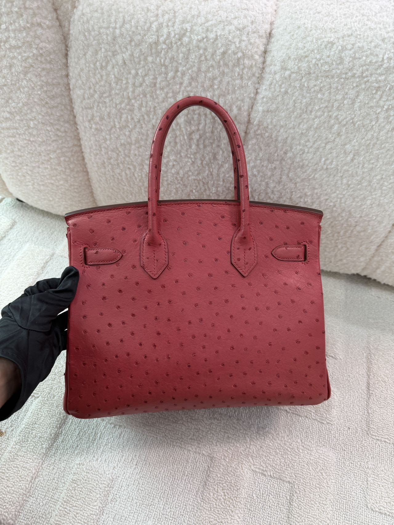 LUXURY PROMISE Hermes Birkin 30-Red Ostrich-PHW