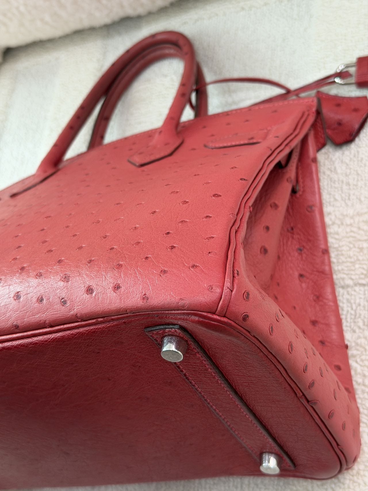 LUXURY PROMISE Hermes Birkin 30-Red Ostrich-PHW