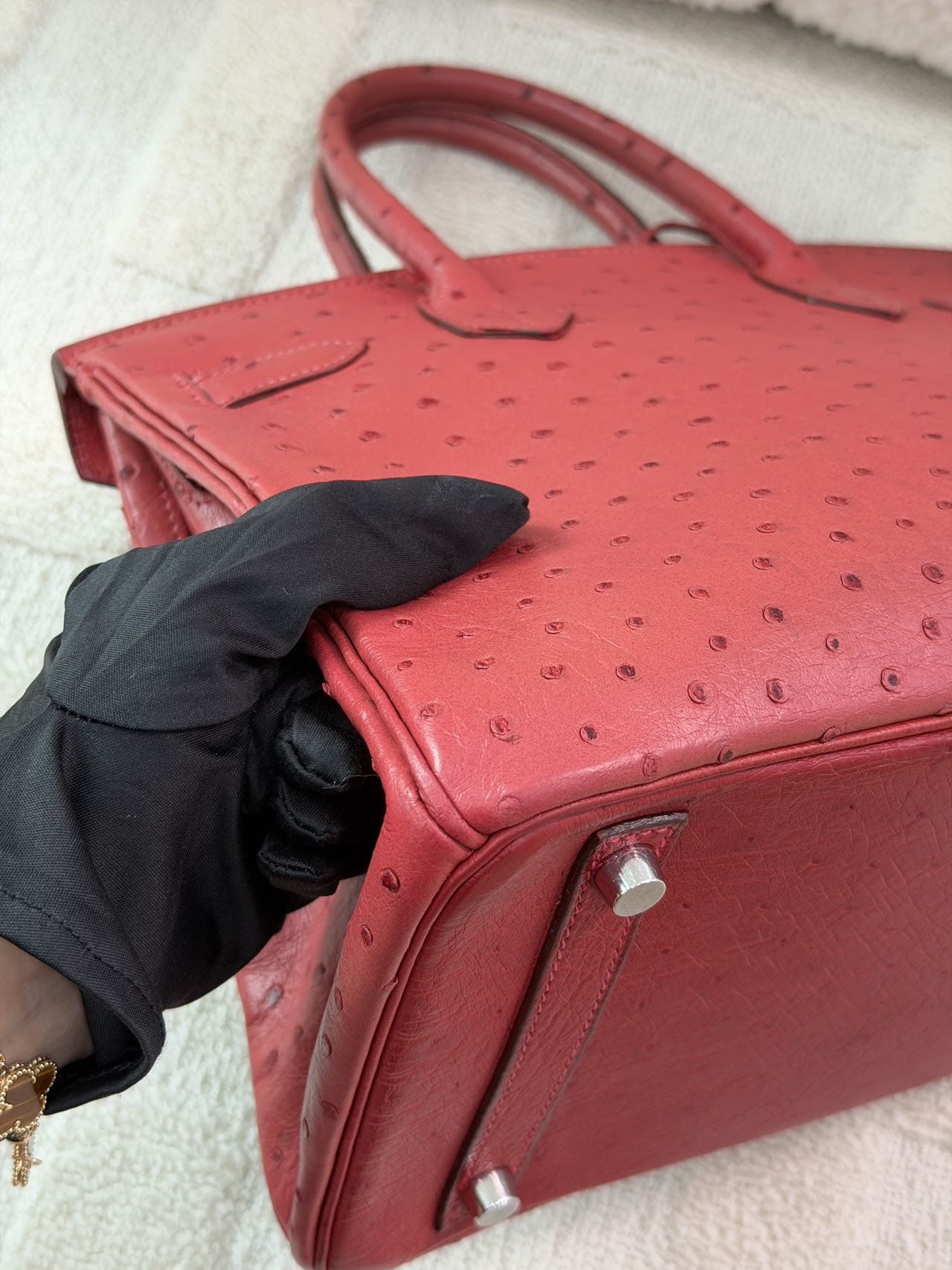 LUXURY PROMISE Hermes Birkin 30-Red Ostrich-PHW