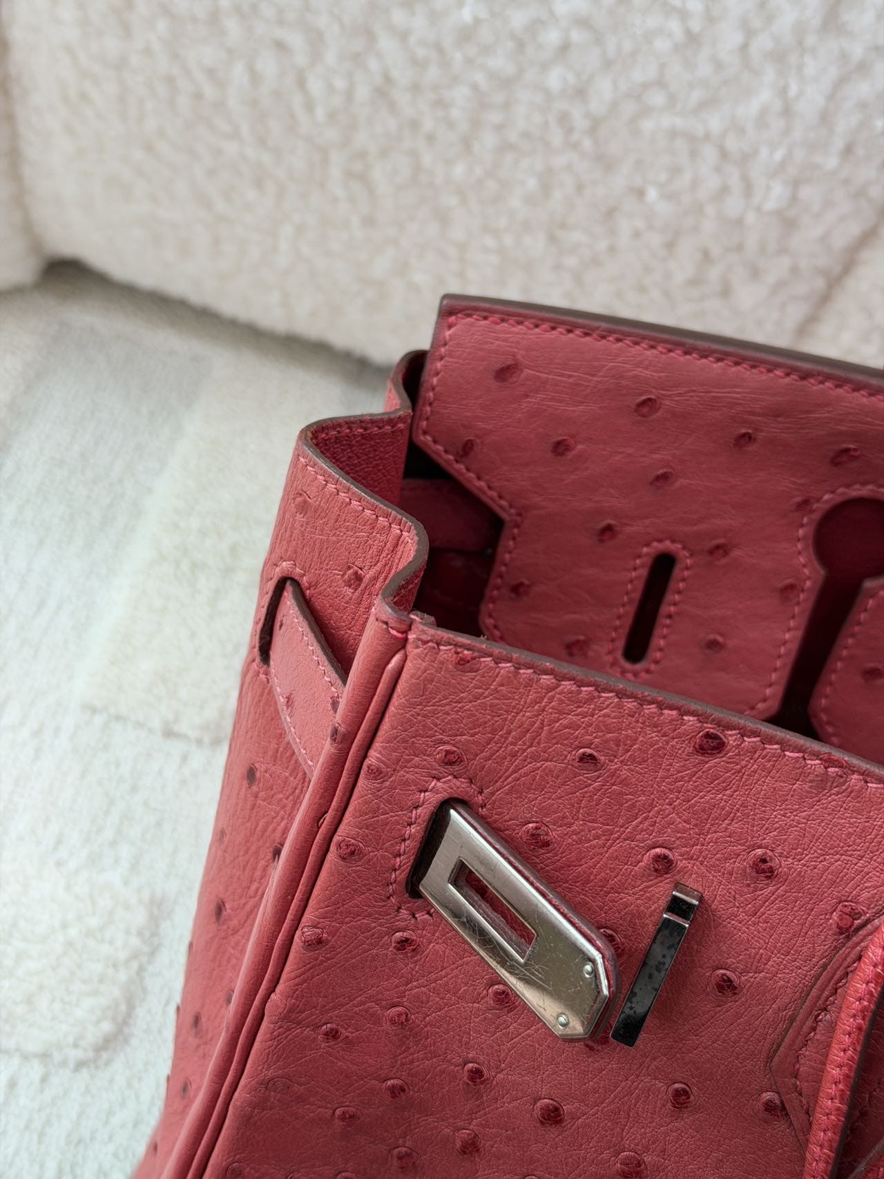 LUXURY PROMISE Hermes Birkin 30-Red Ostrich-PHW