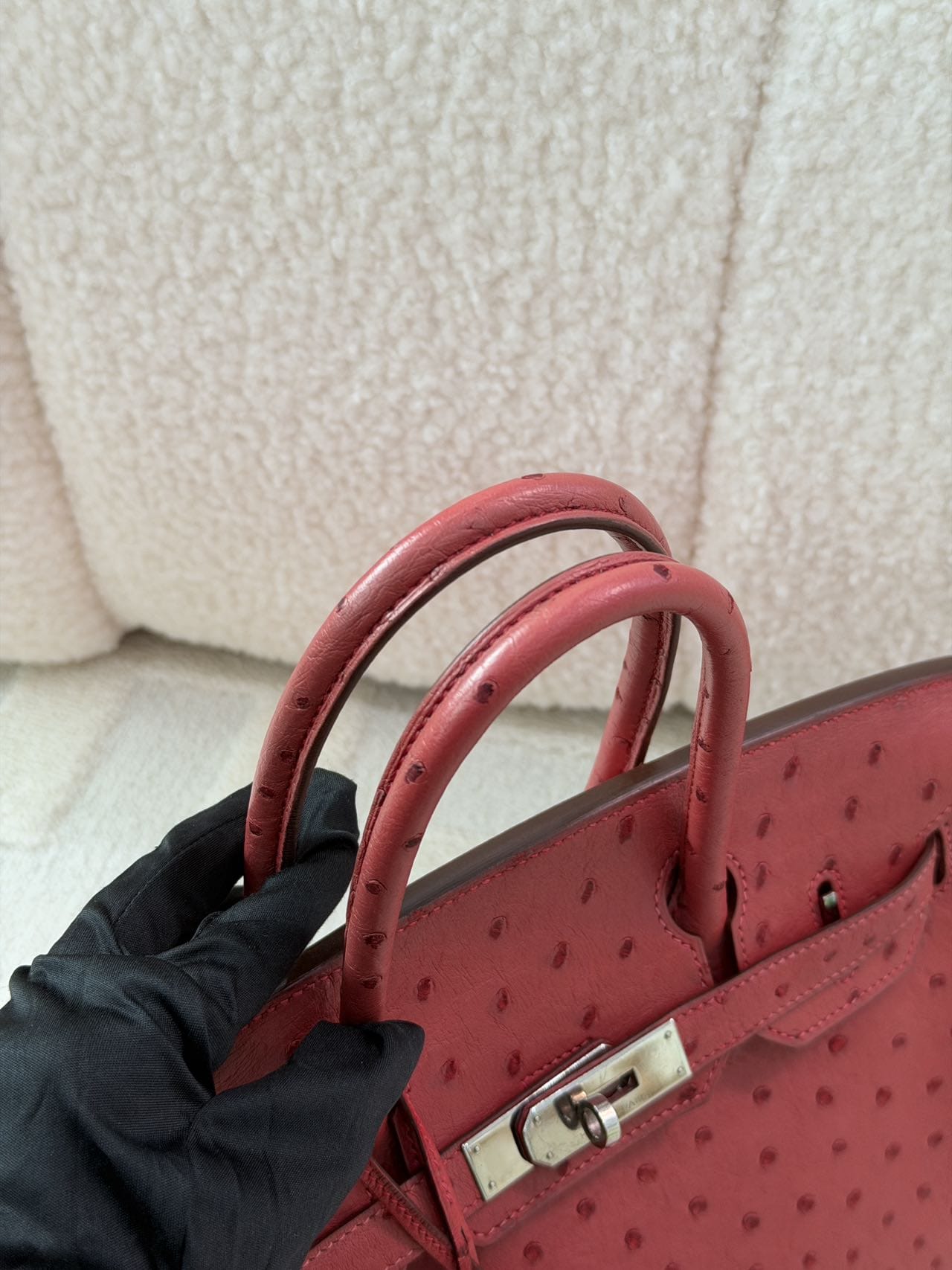 LUXURY PROMISE Hermes Birkin 30-Red Ostrich-PHW