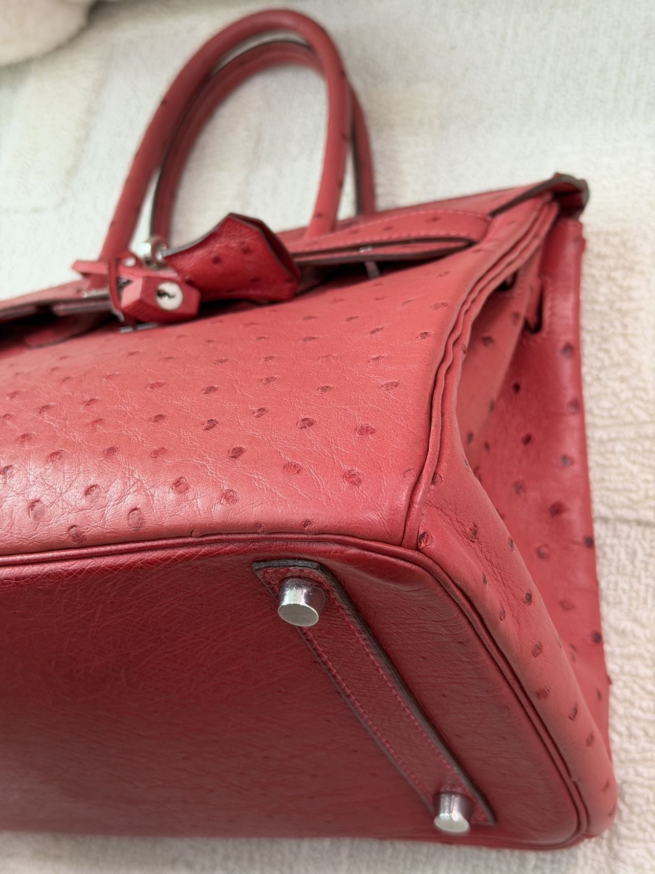 LUXURY PROMISE Hermes Birkin 30-Red Ostrich-PHW
