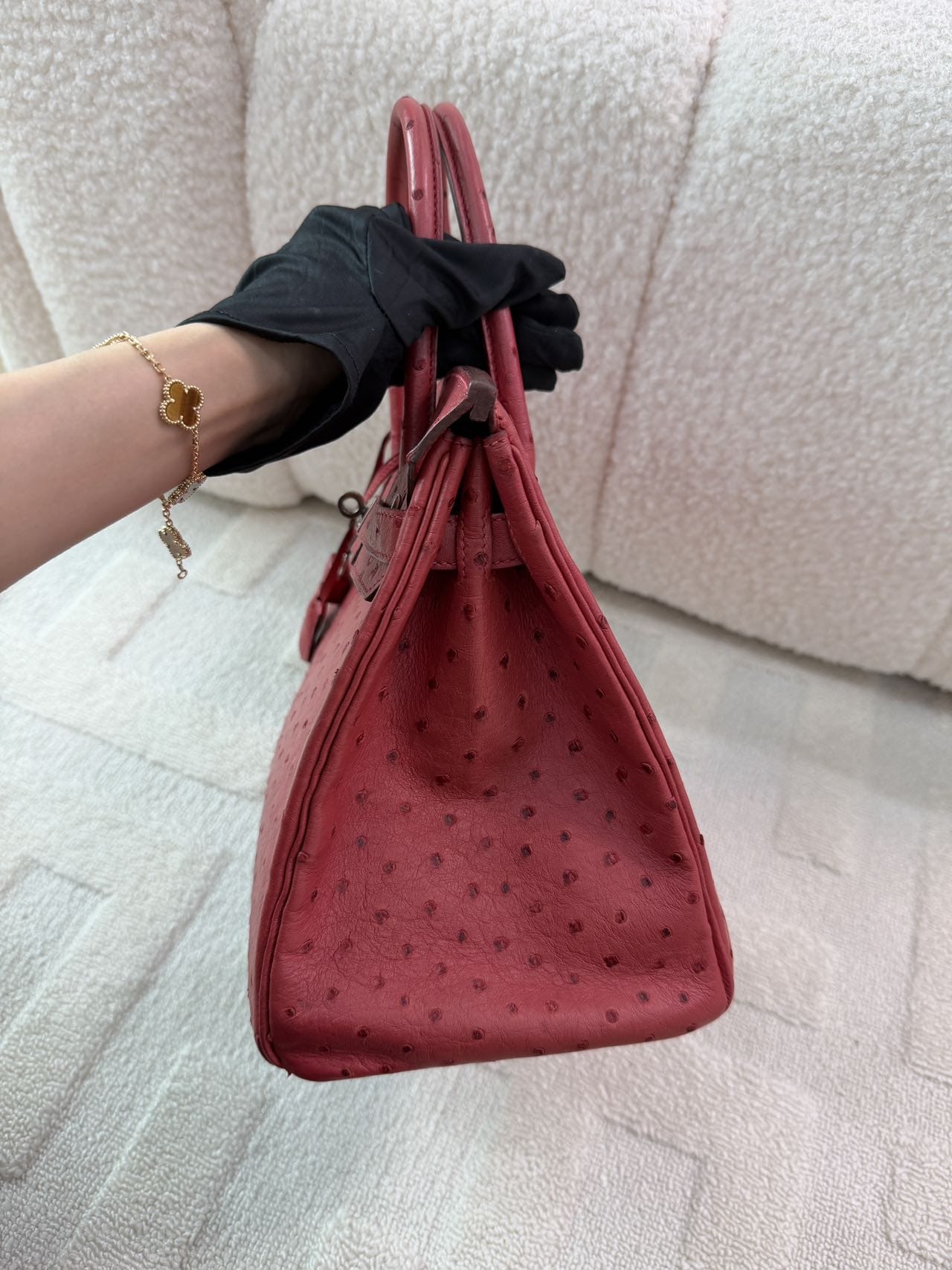 LUXURY PROMISE Hermes Birkin 30-Red Ostrich-PHW