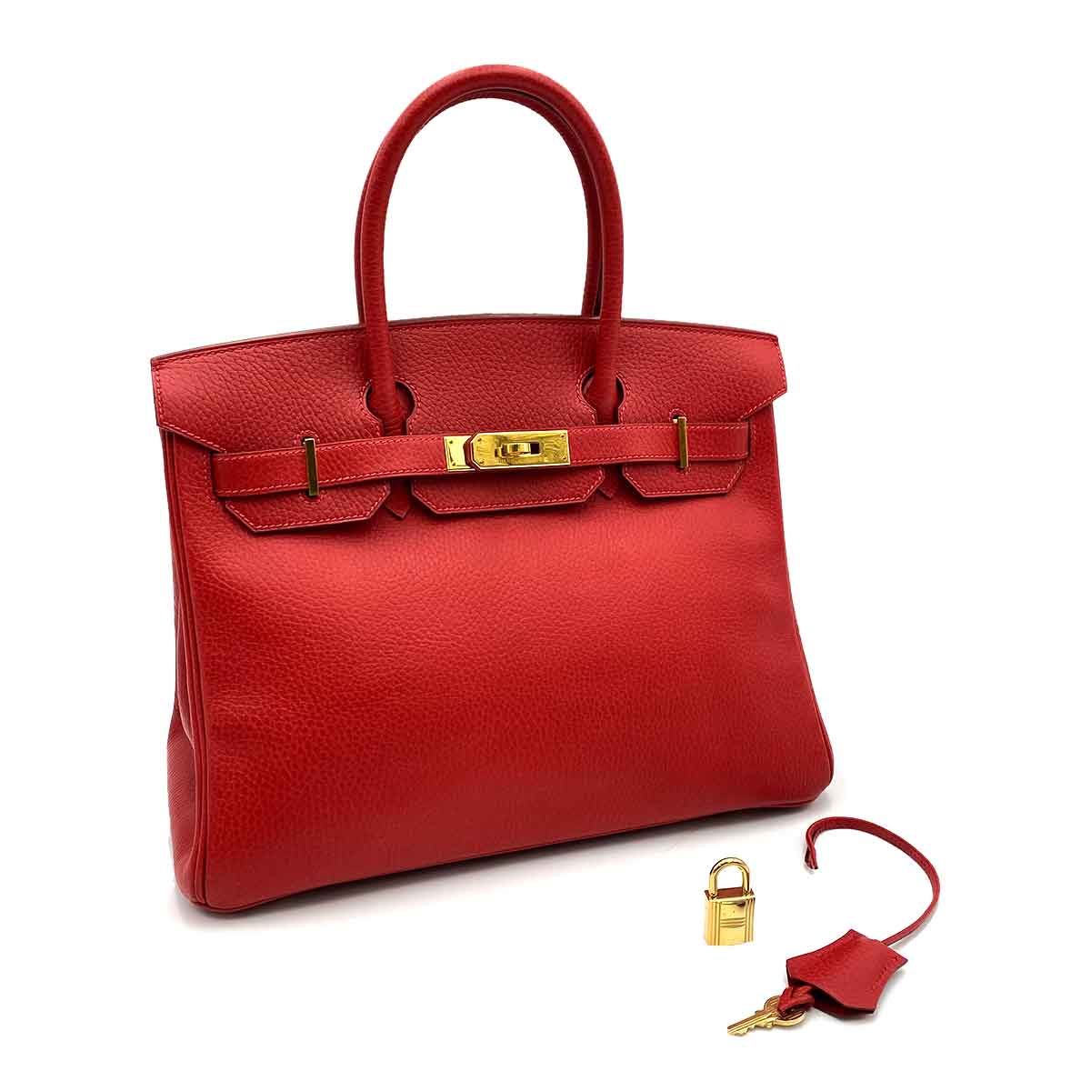 Luxury Promise HERMES BIRKIN 30 ROUGE VIF ARDENNES HAND BAG □D 90234626