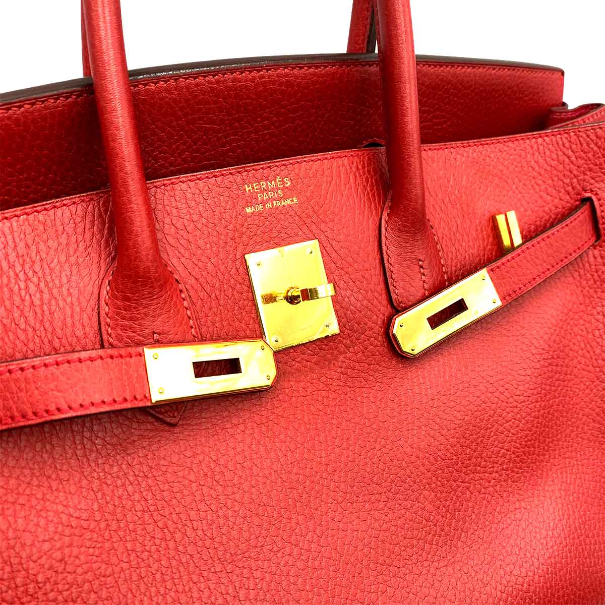 Luxury Promise HERMES BIRKIN 35 ROUGE VIF ARDENNES HAND BAG □B 90234560