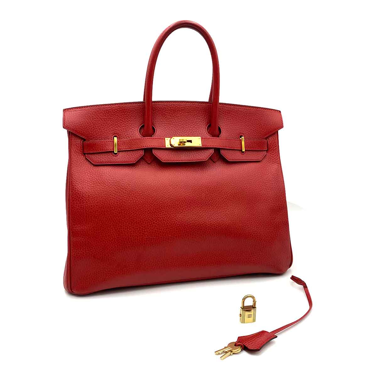 Luxury Promise HERMES BIRKIN 35 ROUGE VIF ARDENNES HAND BAG □B 90234560