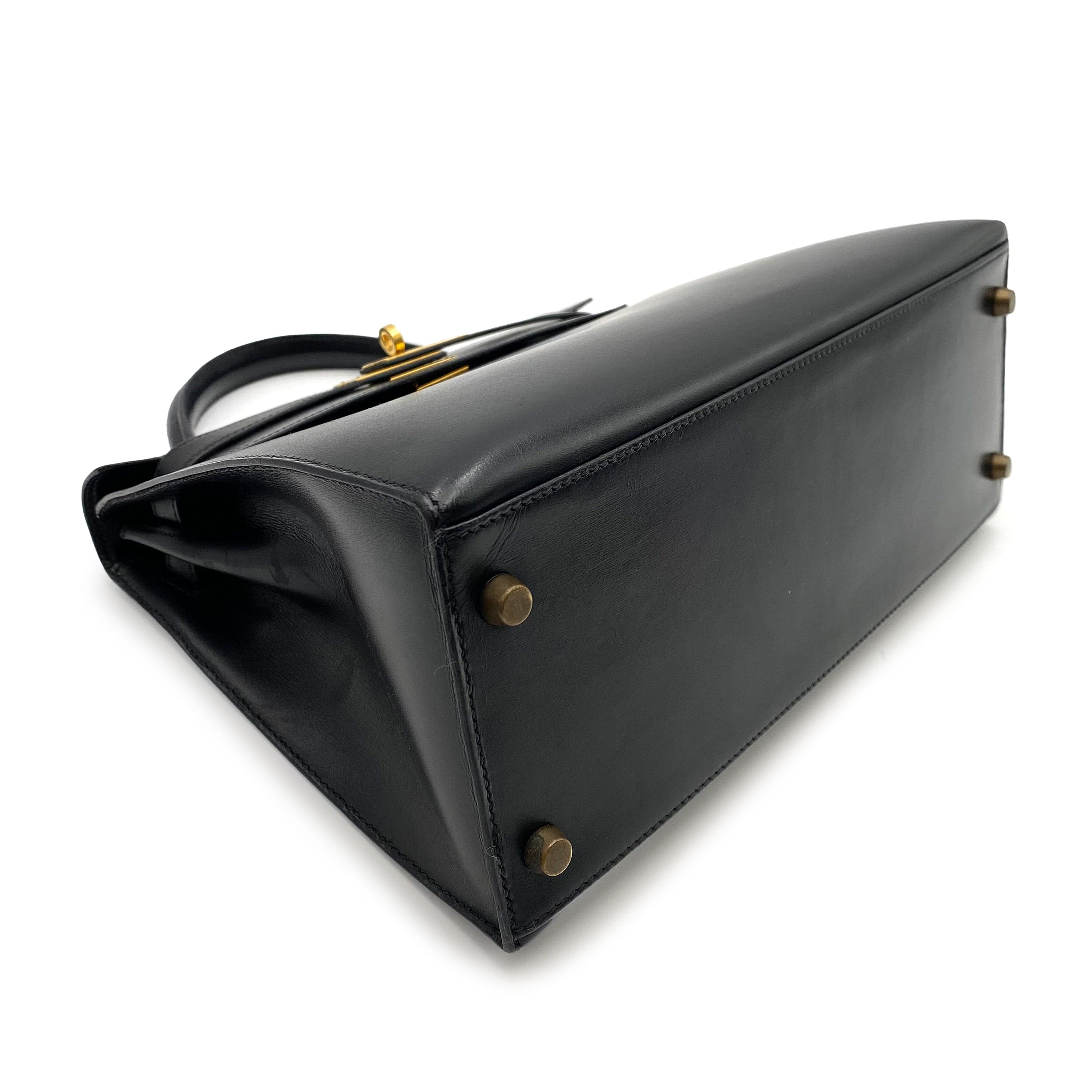 Luxury Promise HERMES KELLY 28 SELLIER BLACK BOXCALF GHW #V Circle