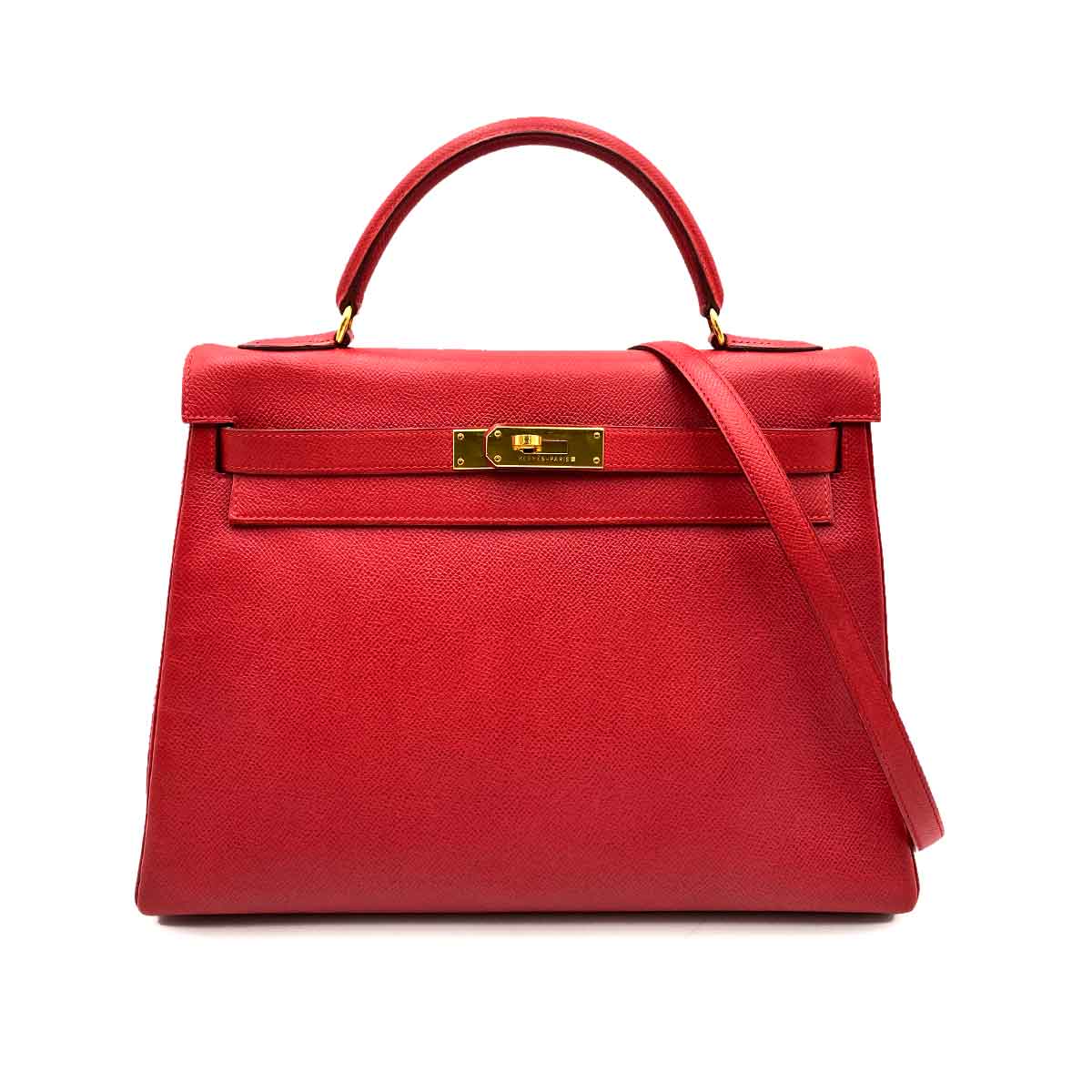 Luxury Promise HERMES KELLY 32 RETOURNE ROUGE VIF EPSON HAND SHOULDER BAG 〇X 90234623