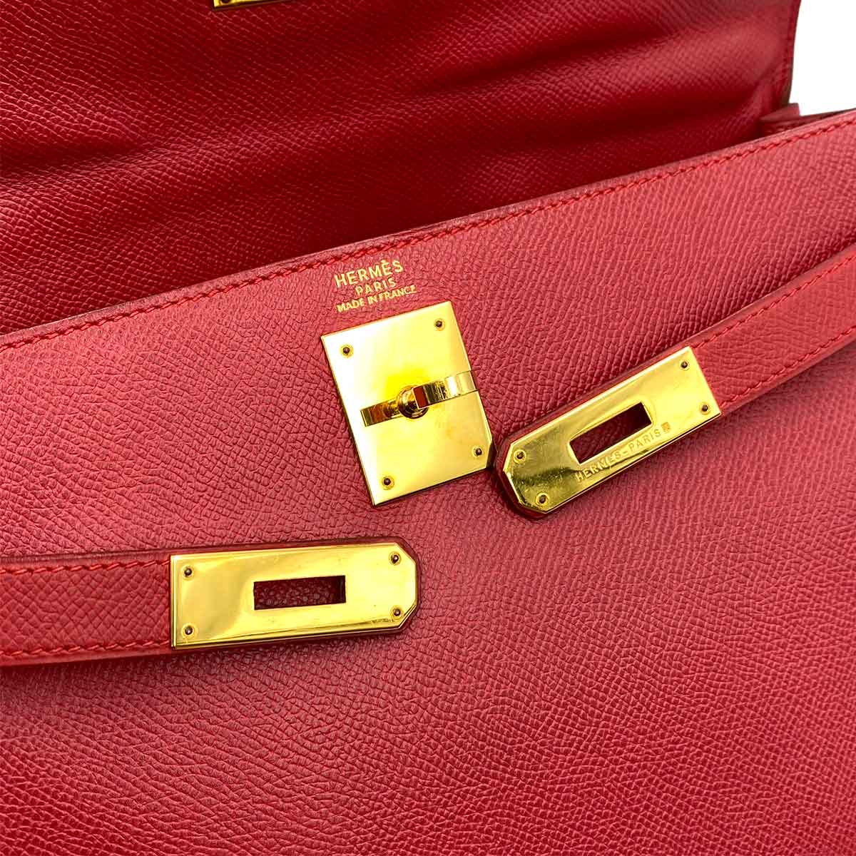 Luxury Promise HERMES KELLY 32 RETOURNE ROUGE VIF EPSON HAND SHOULDER BAG 〇X 90234623