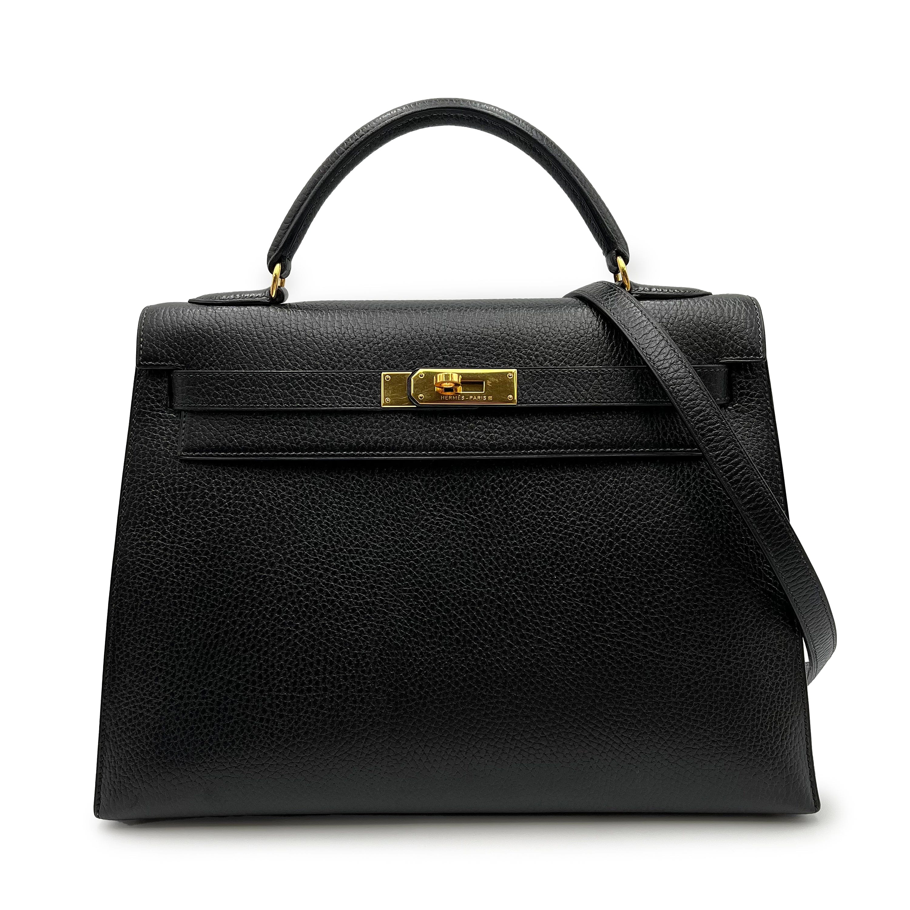 Luxury Promise HERMES KELLY 32 SELLER BLACK ARDENNES HAND SHOULDER BAG 〇M 90226079