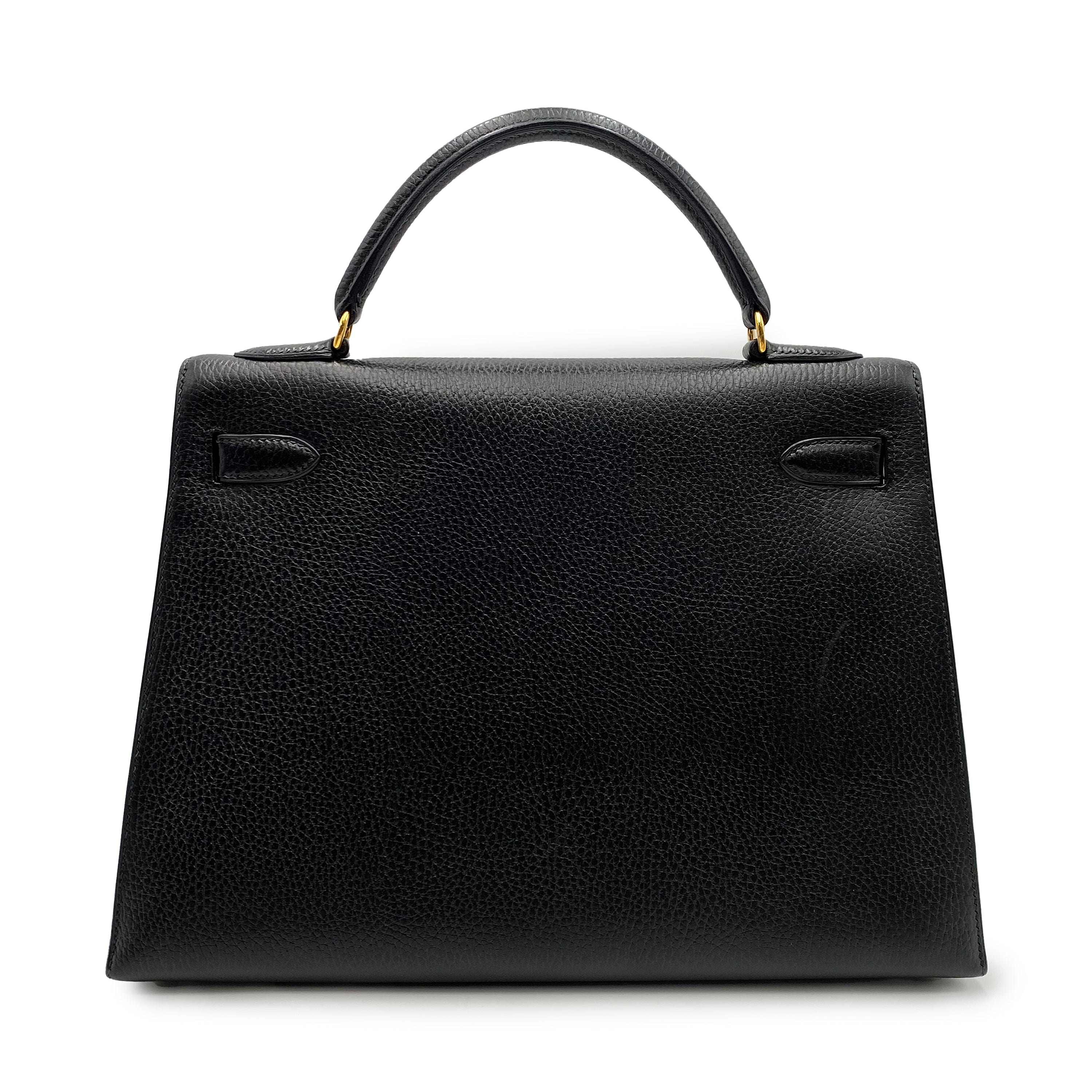 Luxury Promise HERMES KELLY 32 SELLER BLACK ARDENNES HAND SHOULDER BAG 〇M 90226079