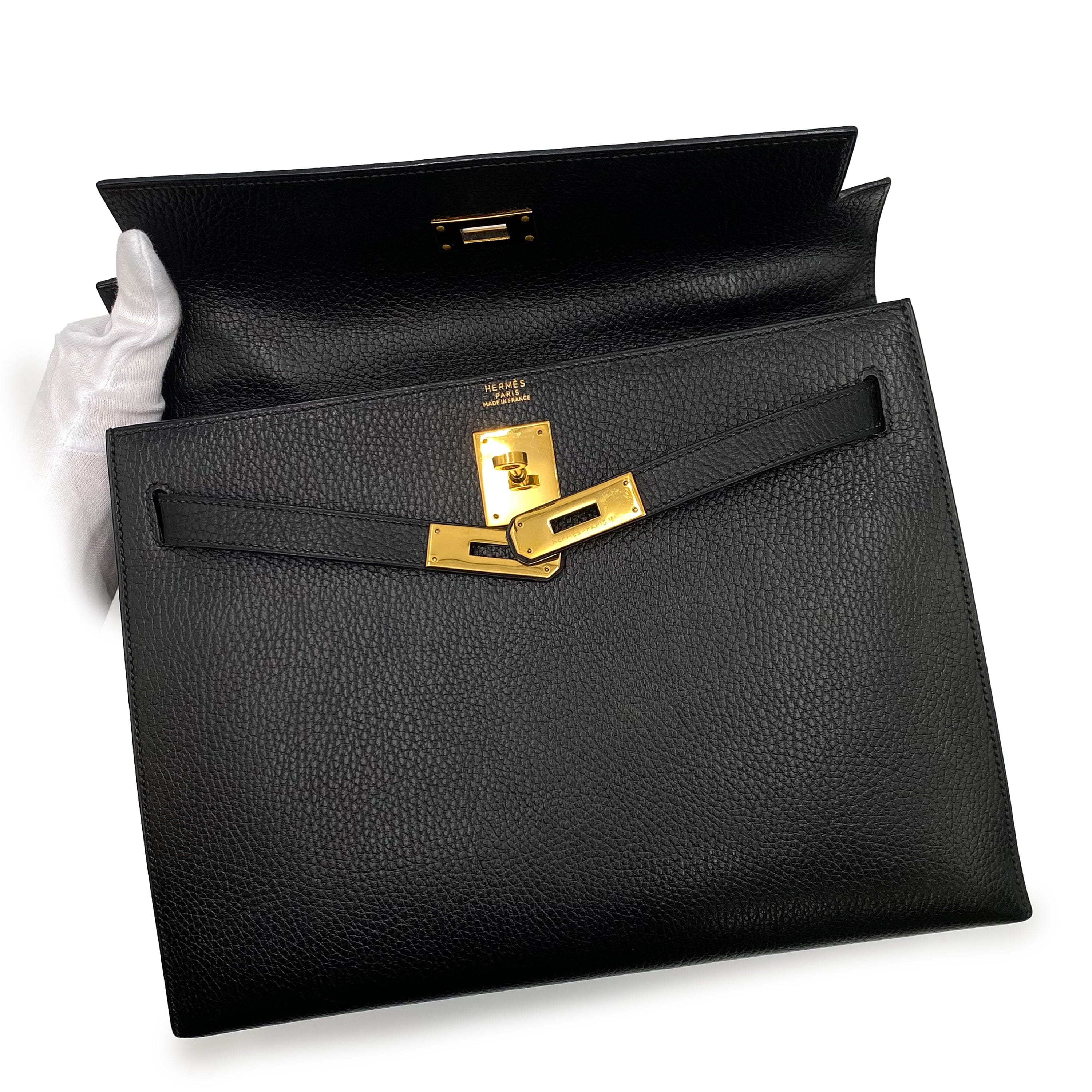 Luxury Promise HERMES KELLY 32 SELLER BLACK ARDENNES HAND SHOULDER BAG 〇M 90226079