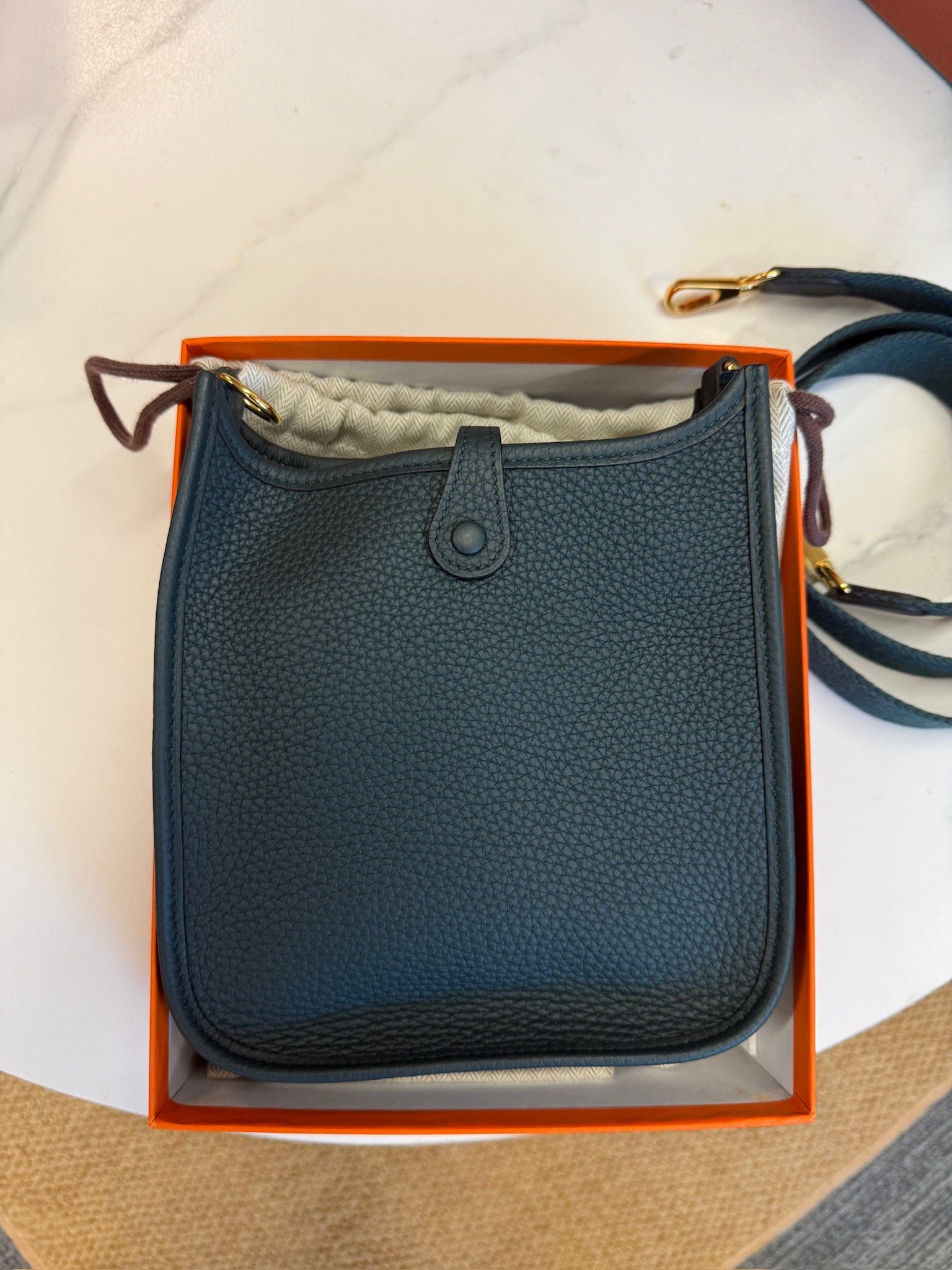 Luxury Promise Hermès Mini Evelyne Clemence Gold Hardware Stamp U – Like New