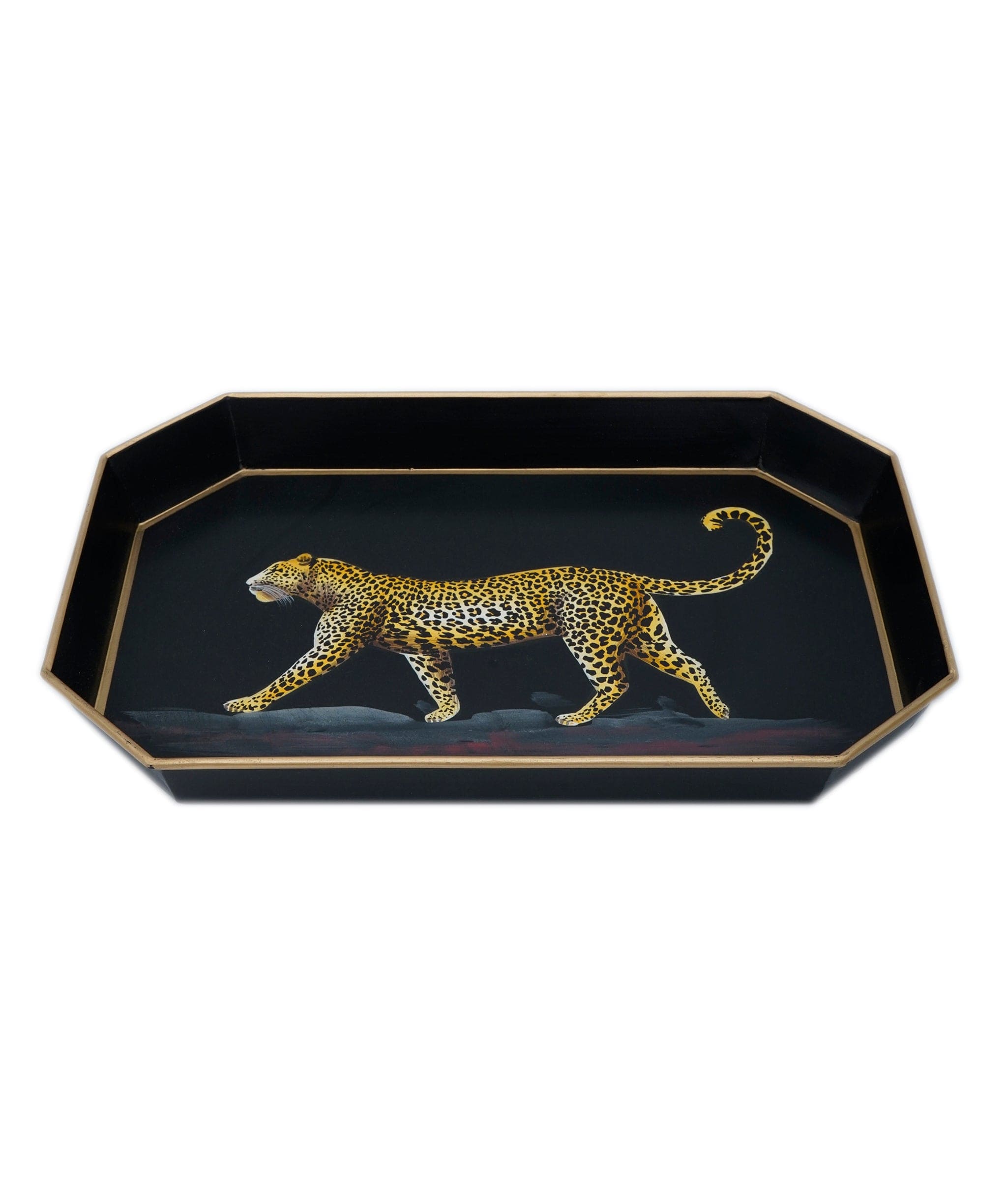 Luxury Promise Les Ottomans Leopard hand-painted metal tray ASL9665