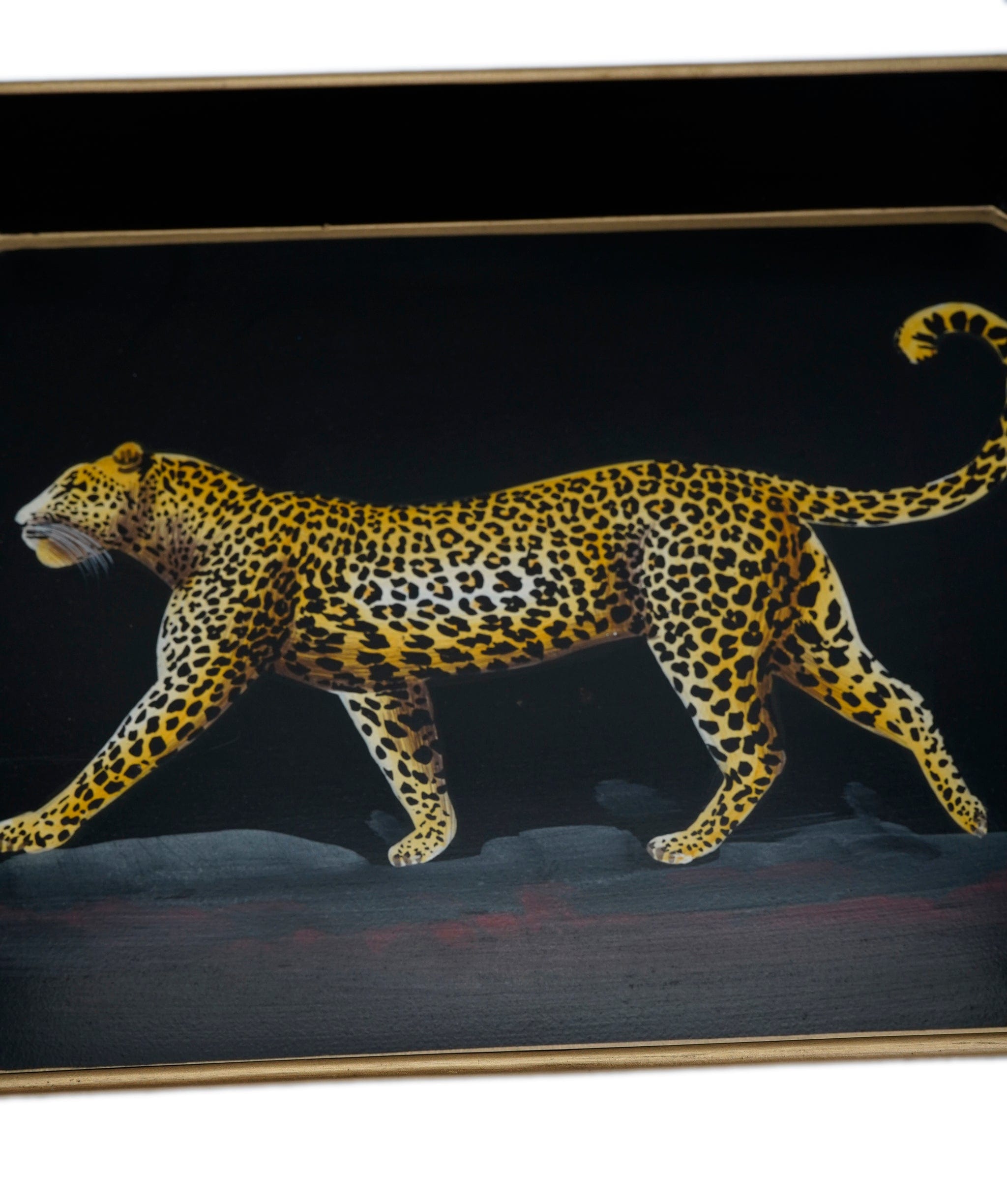 Luxury Promise Les Ottomans Leopard hand-painted metal tray ASL9665