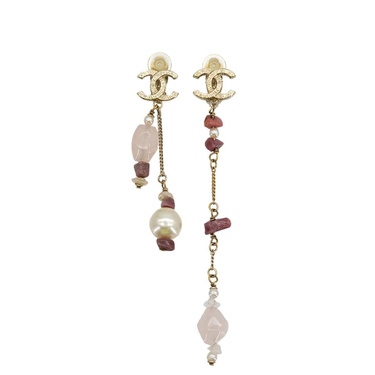 Luxury Promise Japan CHANEL EARRINGS COCOMARK FAUX PEARL PINK STONE ACCESSORY 05A 90309006