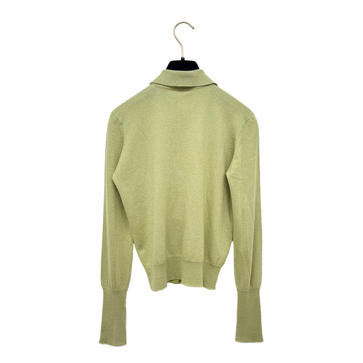 Luxury Promise Japan CHANEL VINTAGE COCO BUTTON CARDIGAN TOPS LIGHT GREEN RTW 90291329