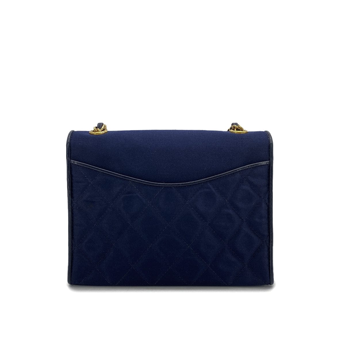 Luxury Promise Japan CHANEL VINTAGE COCOMARK MATELASSE CHAIN SHOULDER BAG NAVY SATIN LEATHER 90308987