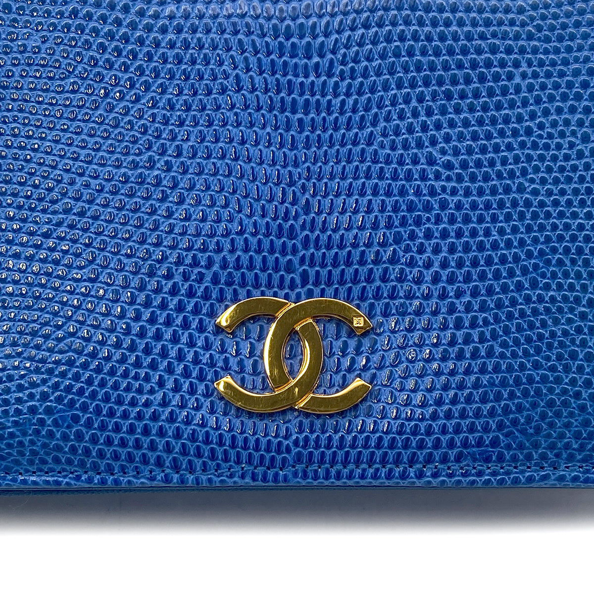 Luxury Promise Japan CHANEL VINTAGE FULL FLAP CHAIN SHOULDER BAG BLUE LIZARD 90299083