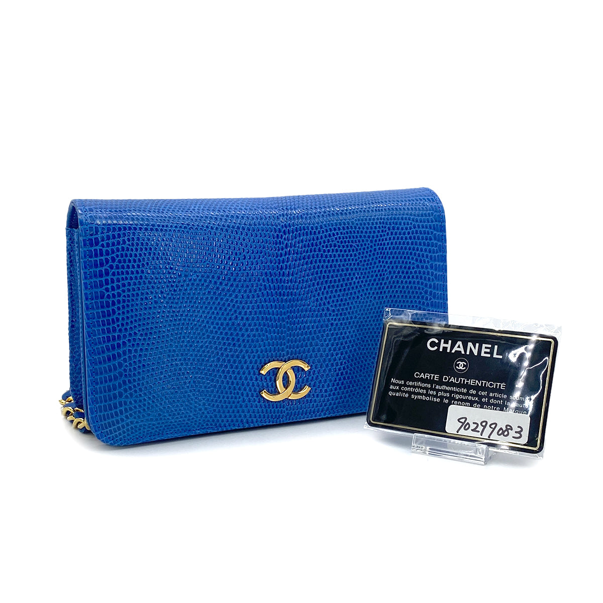 Luxury Promise Japan CHANEL VINTAGE FULL FLAP CHAIN SHOULDER BAG BLUE LIZARD 90299083