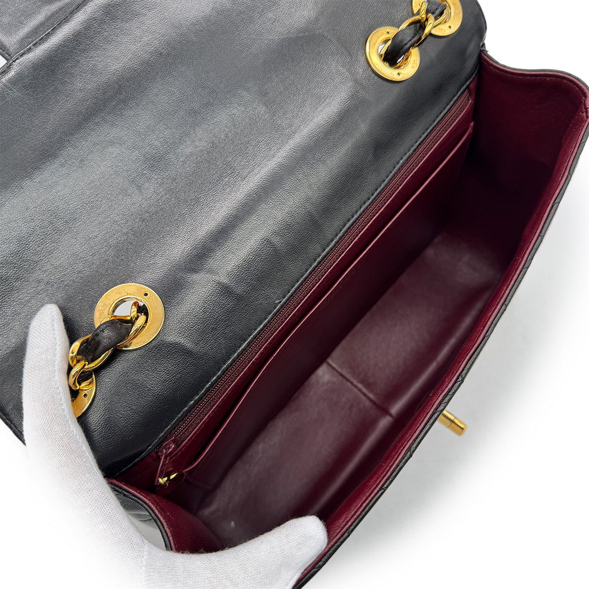 Luxury Promise Japan CHANEL VINTAGE JUMBO MATELASSE 30 CHAIN SHOULDER BAG BLACK LAMB SKIN 90302177