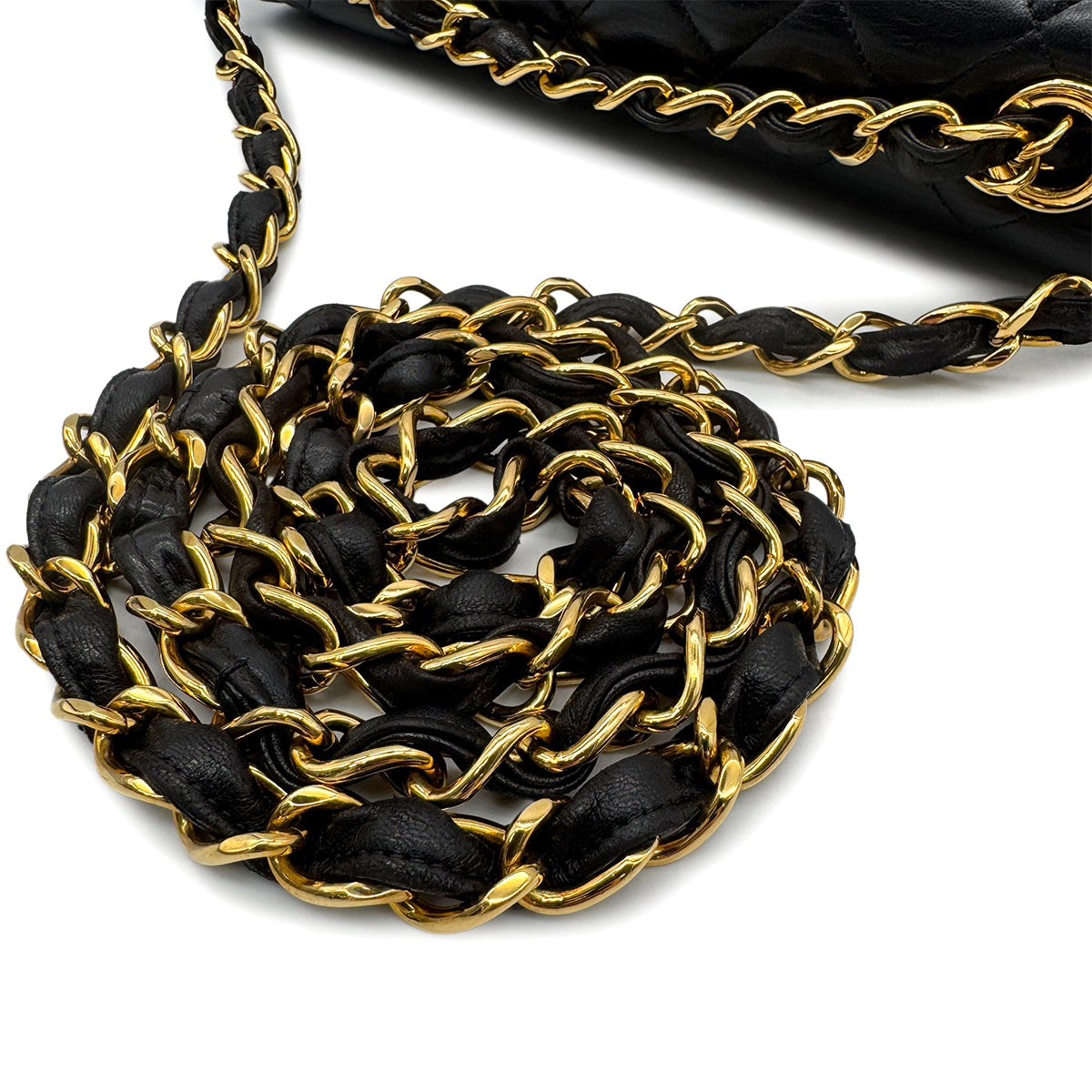 Luxury Promise Japan CHANEL VINTAGE JUMBO MATELASSE 30 CHAIN SHOULDER BAG BLACK LAMB SKIN 90302177